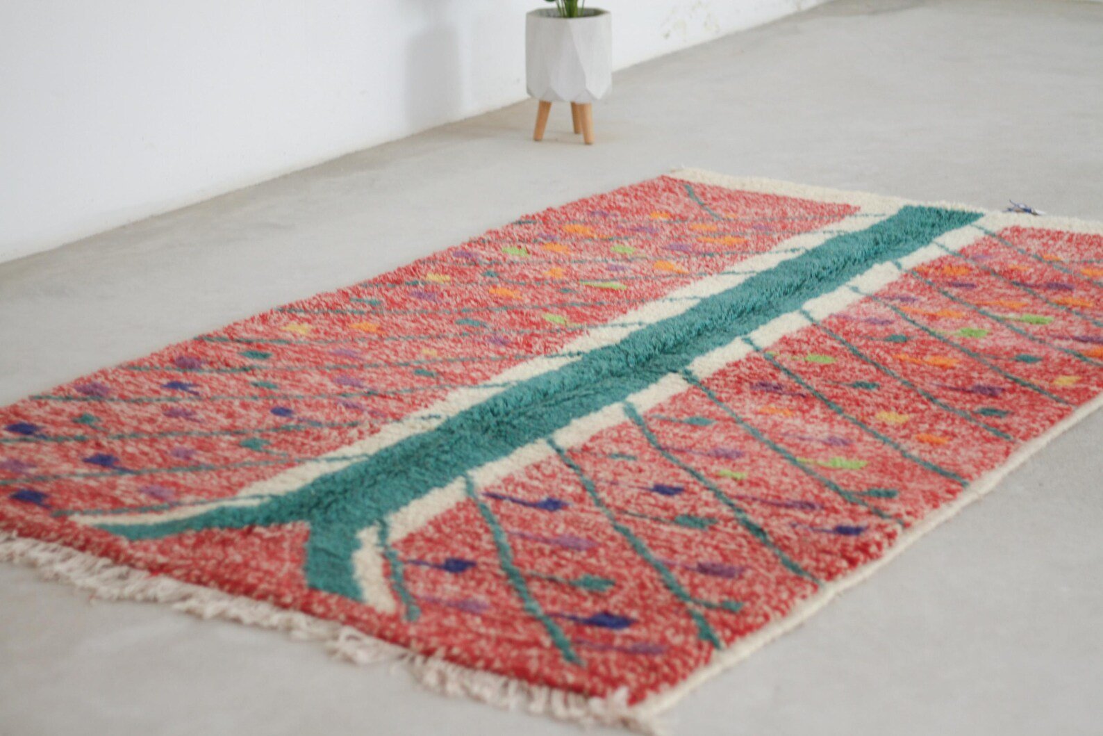 Red 8x5 Moroccan Colorful Rug – berber carpet area rugs, boho living room rug, Handmade Wool Rug