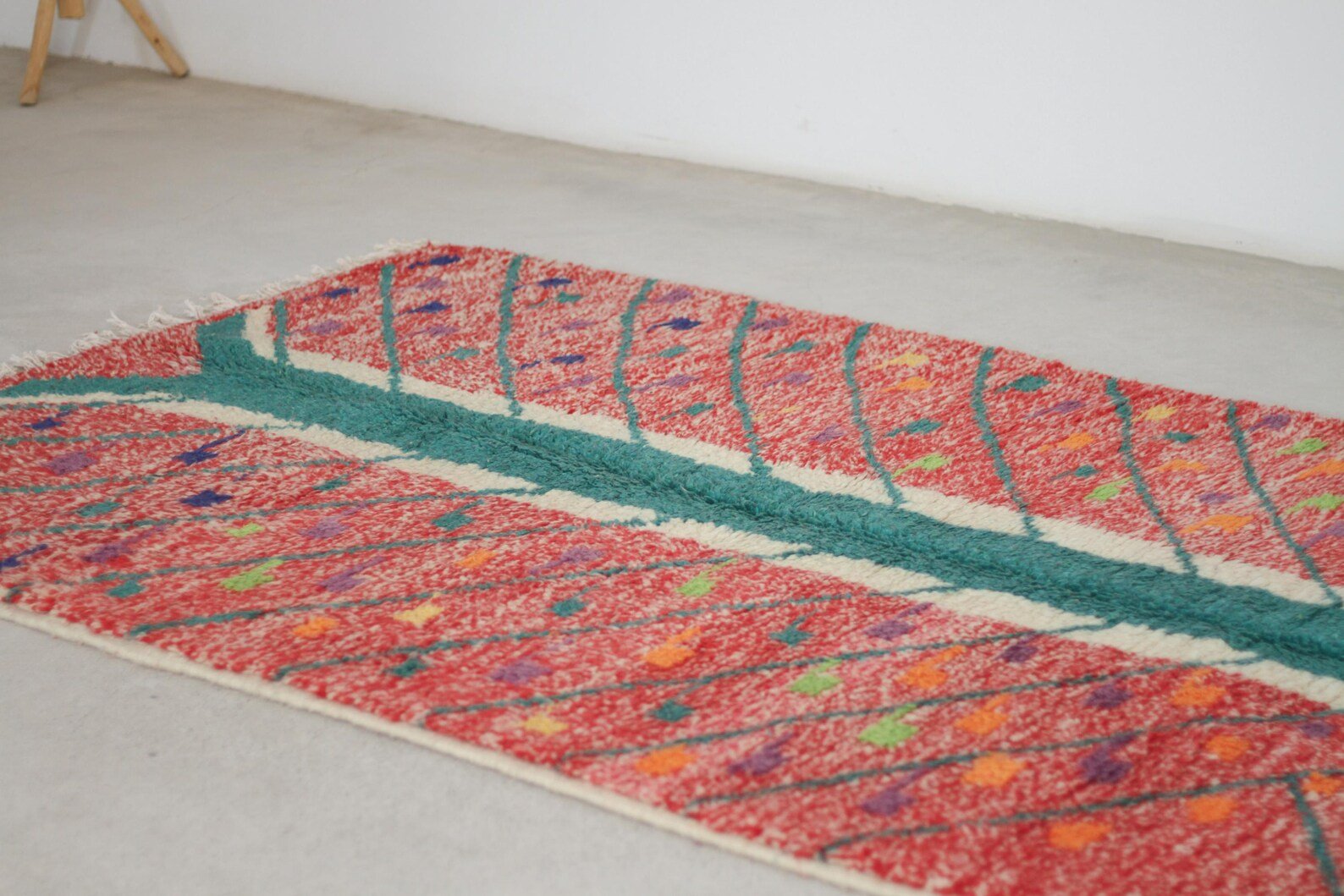 Red 8x5 Moroccan Colorful Rug – berber carpet area rugs, boho living room rug, Handmade Wool Rug