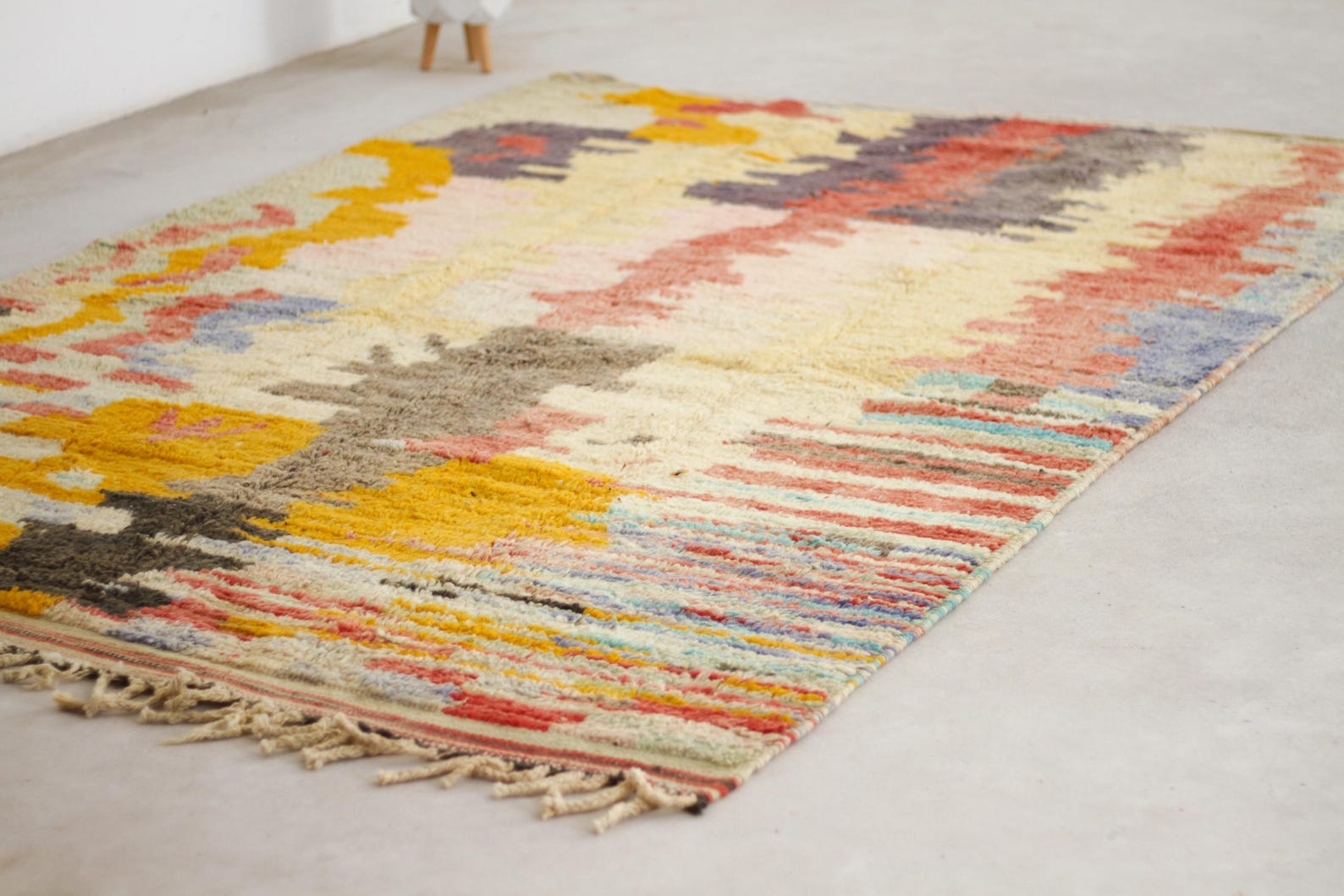 Multicolored 10x6 Moroccan Colorful Rug – moroccan boujad rug, boho living room rug, Handmade Wool Rug