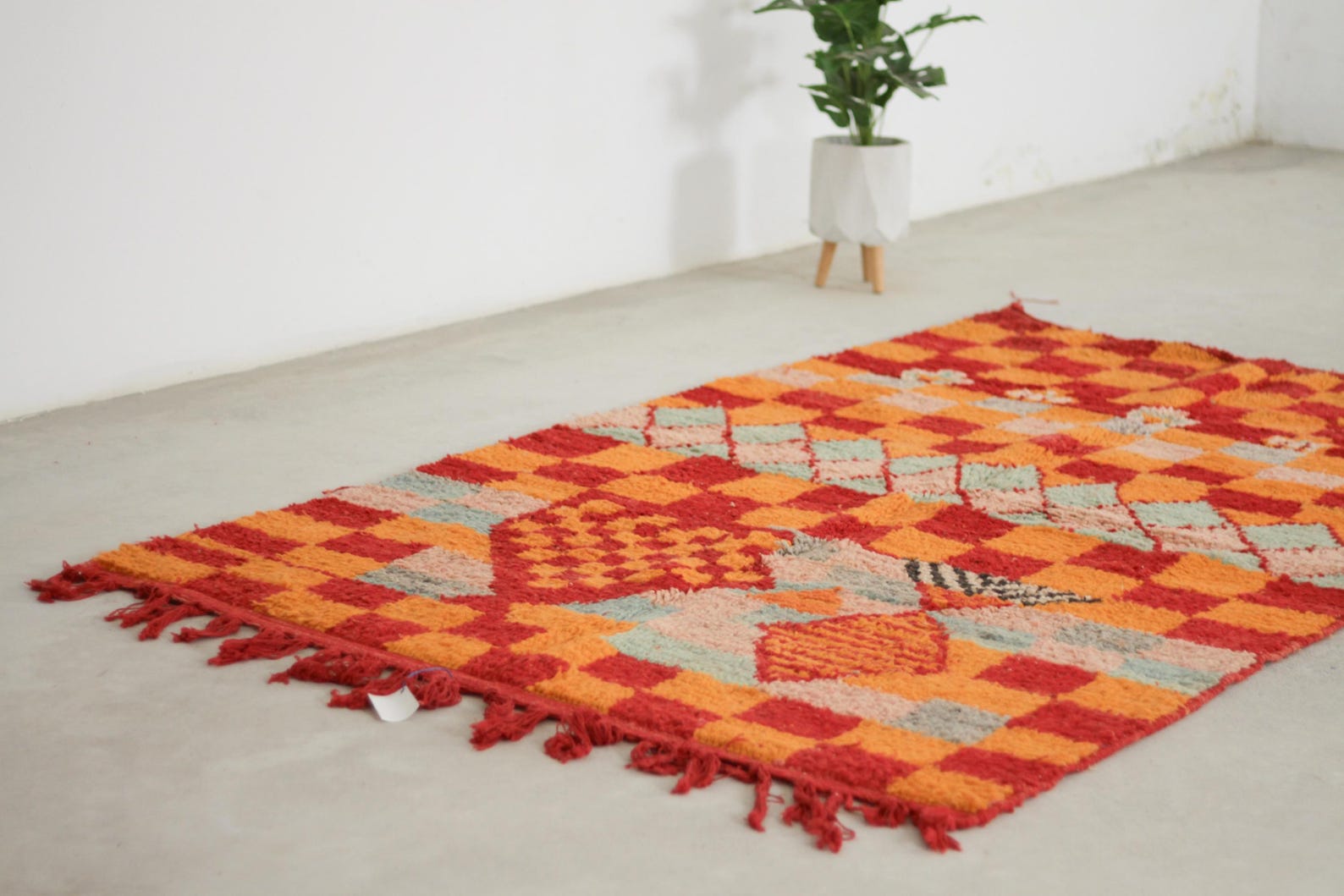 Red 8x5 Moroccan Colorful Rug – colorful moroccan rug, boho rug, Handmade Wool Rug