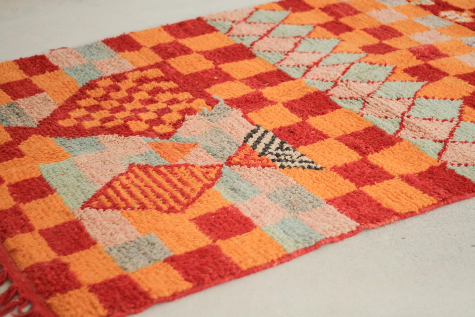 Red 8x5 Moroccan Colorful Rug – colorful moroccan rug, boho rug, Handmade Wool Rug