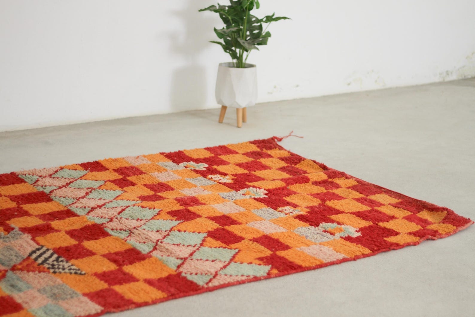 Red 8x5 Moroccan Colorful Rug – colorful moroccan rug, boho rug, Handmade Wool Rug