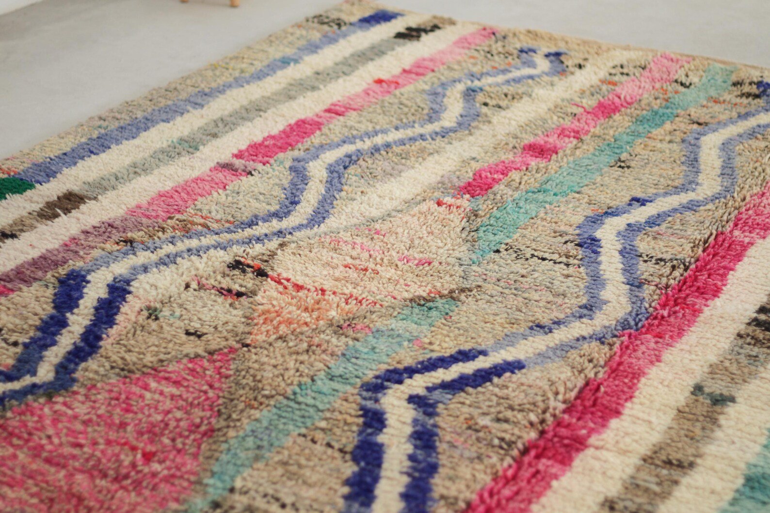 Multicolored 8x5 Berber Rug – pink moroccan rug, colorful abstract rugs, Handmade Wool Rug