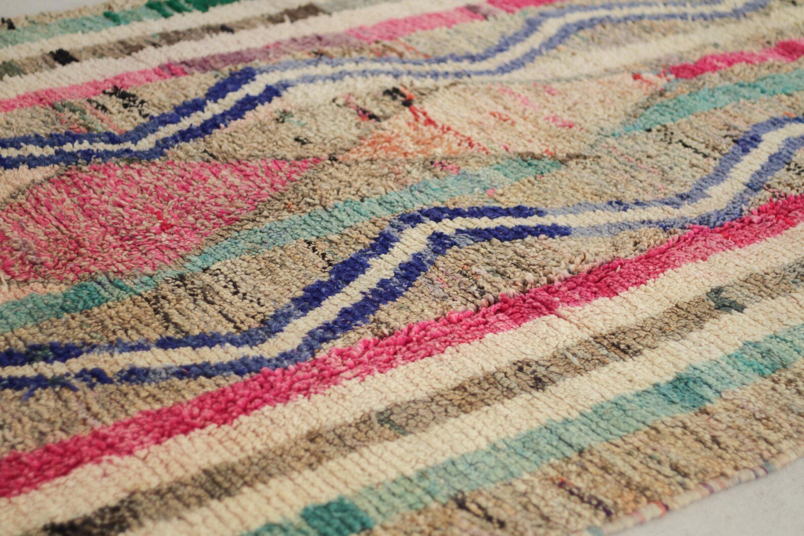 Multicolored 8x5 Berber Rug – pink moroccan rug, colorful abstract rugs, Handmade Wool Rug
