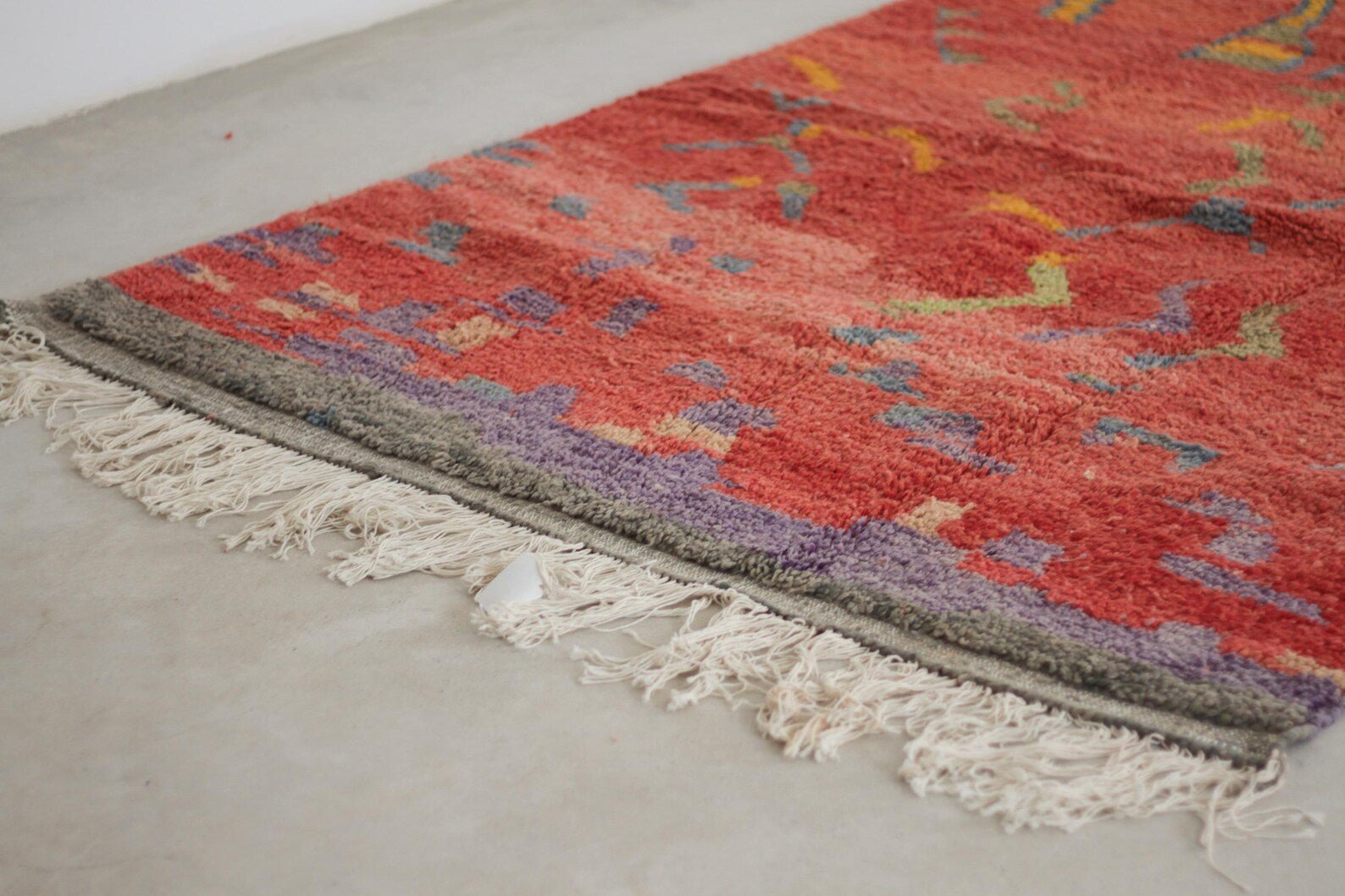 Red 8x5 Boujad Rug – colorful area rug, boho area rug, Handmade Wool Rug