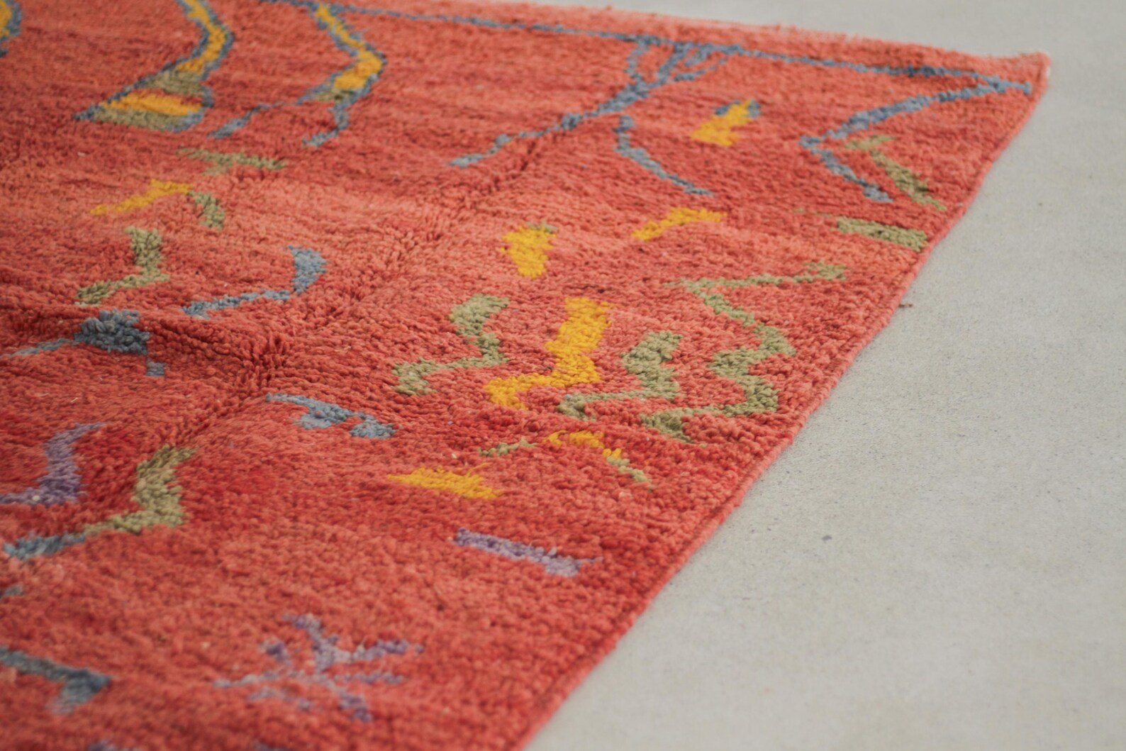 Red 8x5 Boujad Rug – colorful area rug, boho area rug, Handmade Wool Rug