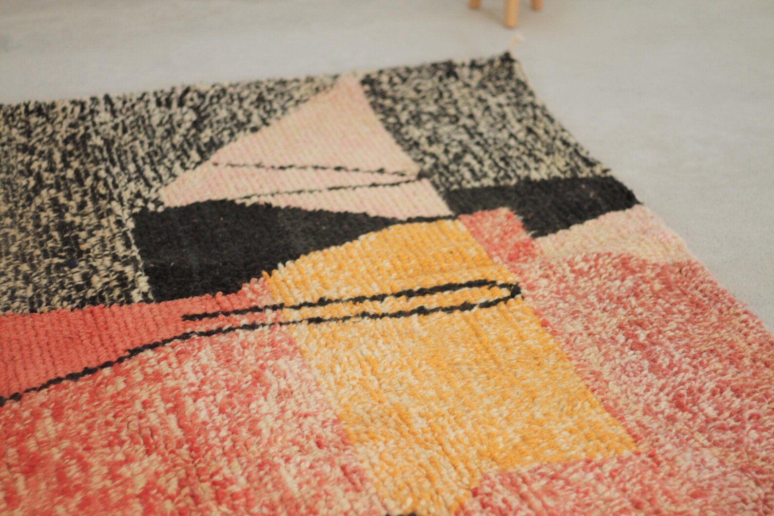 Orange 8x5 Boujad Rug – moroccan tribal rug, boujad rug, Handmade Wool Rug