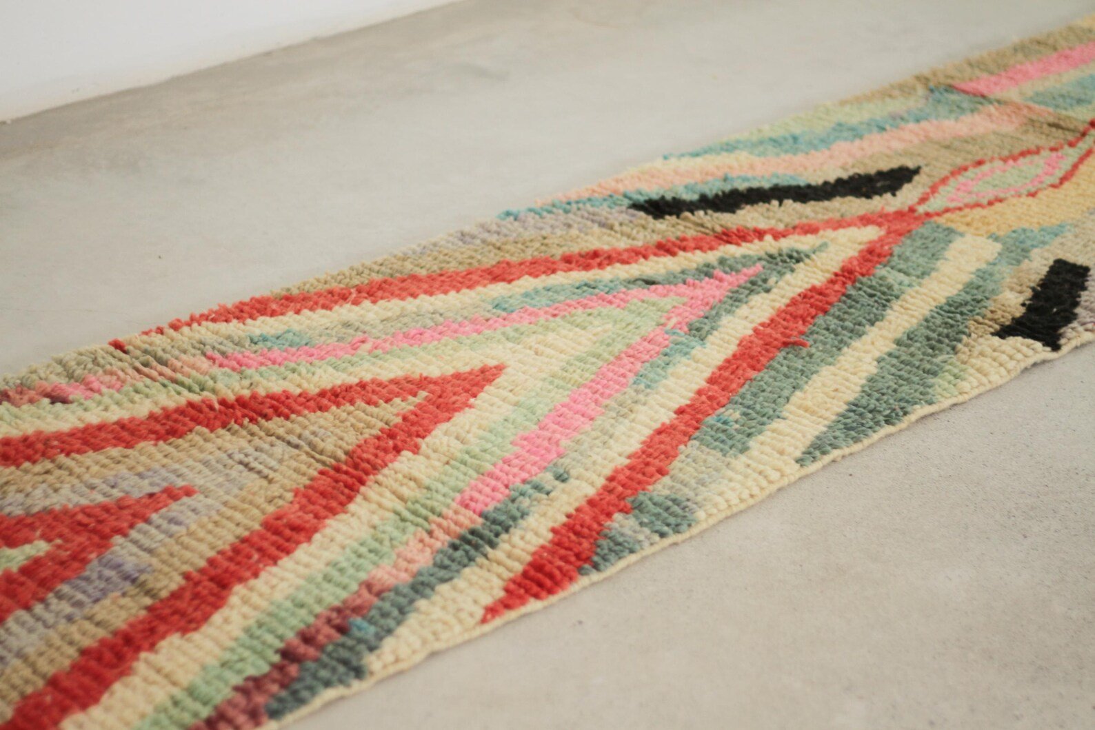 Pink 9x2 Boujad Runner Rug – runner rug, moroccan runner rug, Handmade Wool Rug