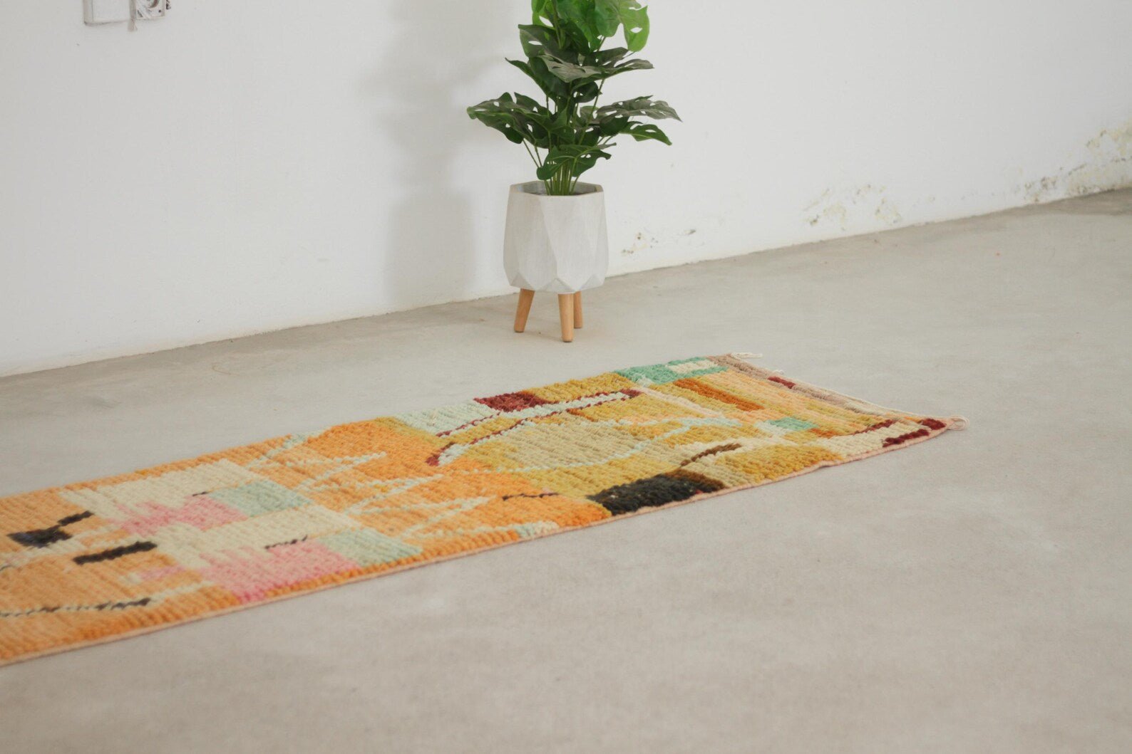 Orange 9x2 Berber Runner Rug – runner rug carpet, berber runner rug, Handmade Wool Rug