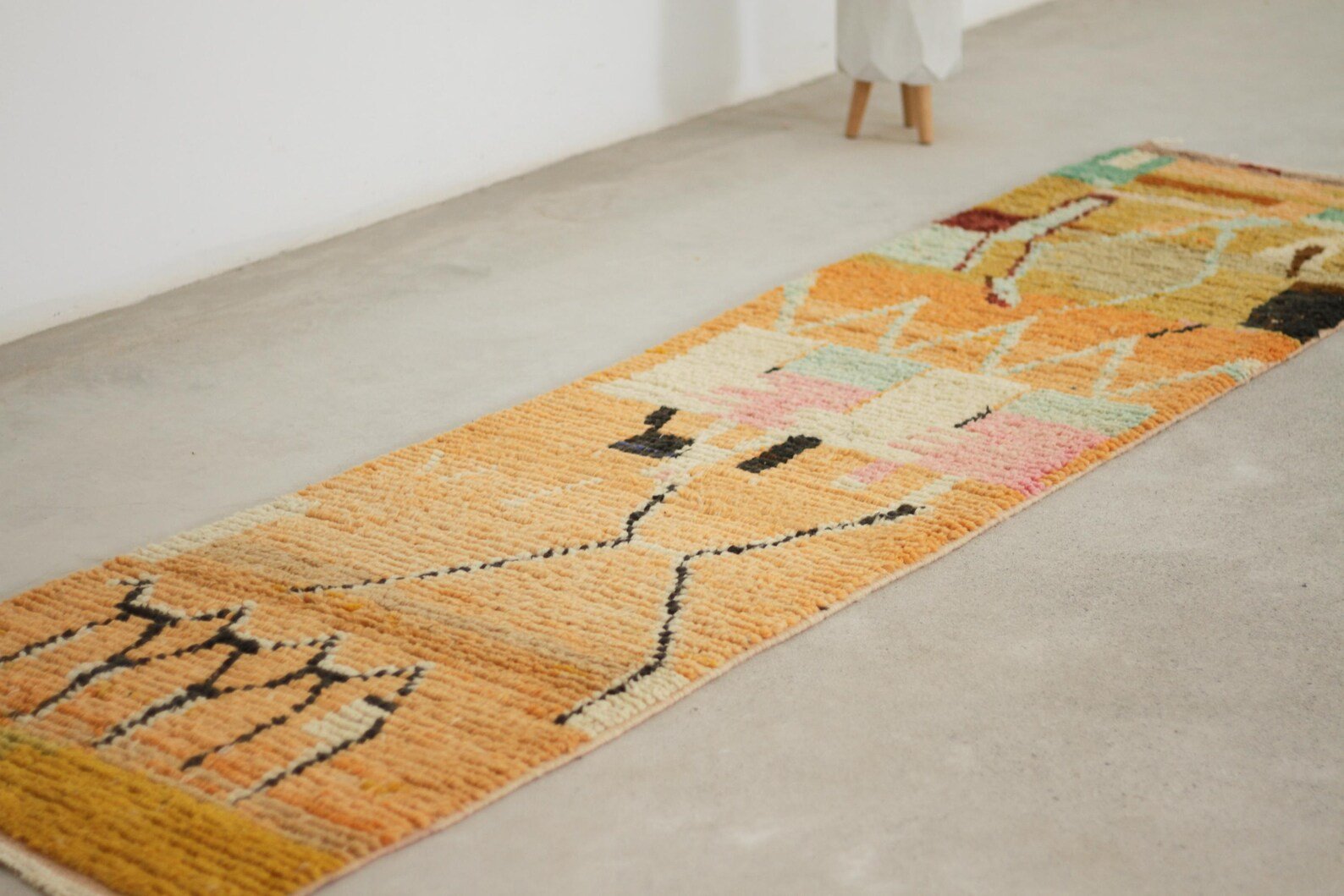 Orange 9x2 Berber Runner Rug – runner rug carpet, berber runner rug, Handmade Wool Rug