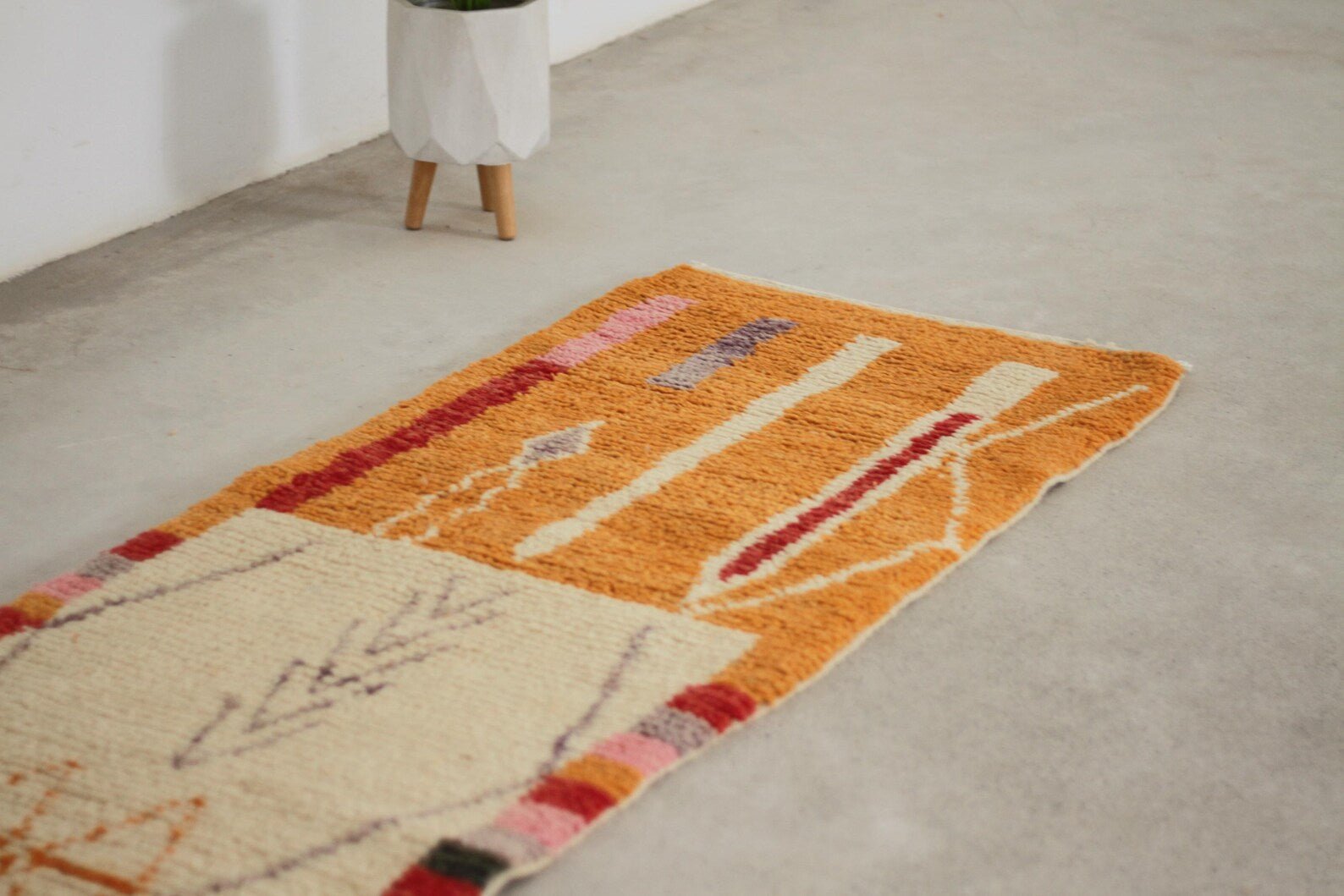 Orange 9.5x2 Moroccan Runner Rug – runner rug carpet, berber runner rug, Handmade Wool Rug