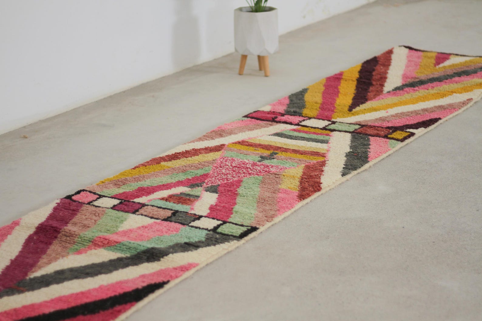 Orange 14x2 Boujad Runner Rug – hallway runner rugs, runner rug carpet, Handmade Wool Rug