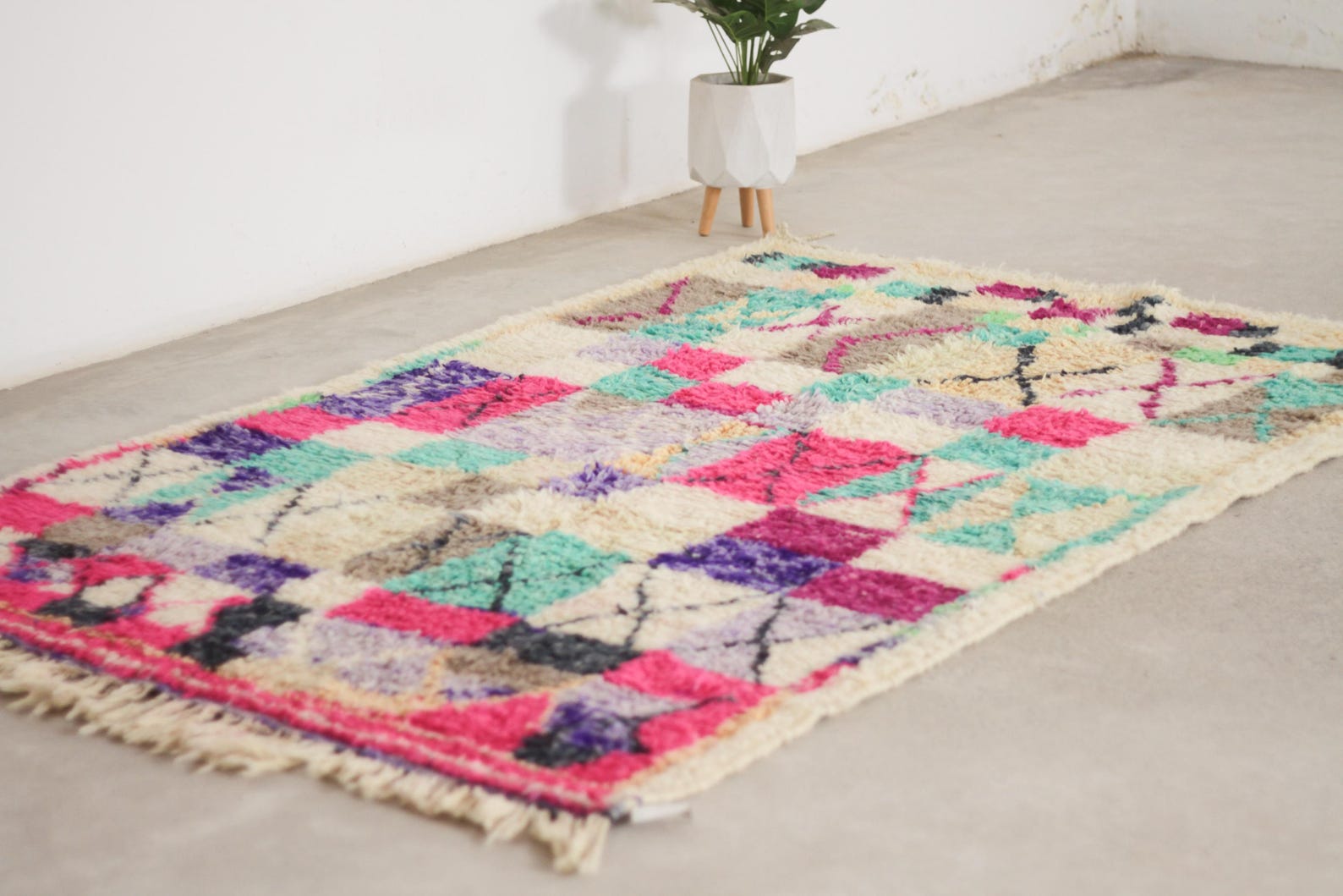 Pink 8x5 Moroccan Colorful Rug – area rug boho, moroccan area rug, Handmade Wool Rug