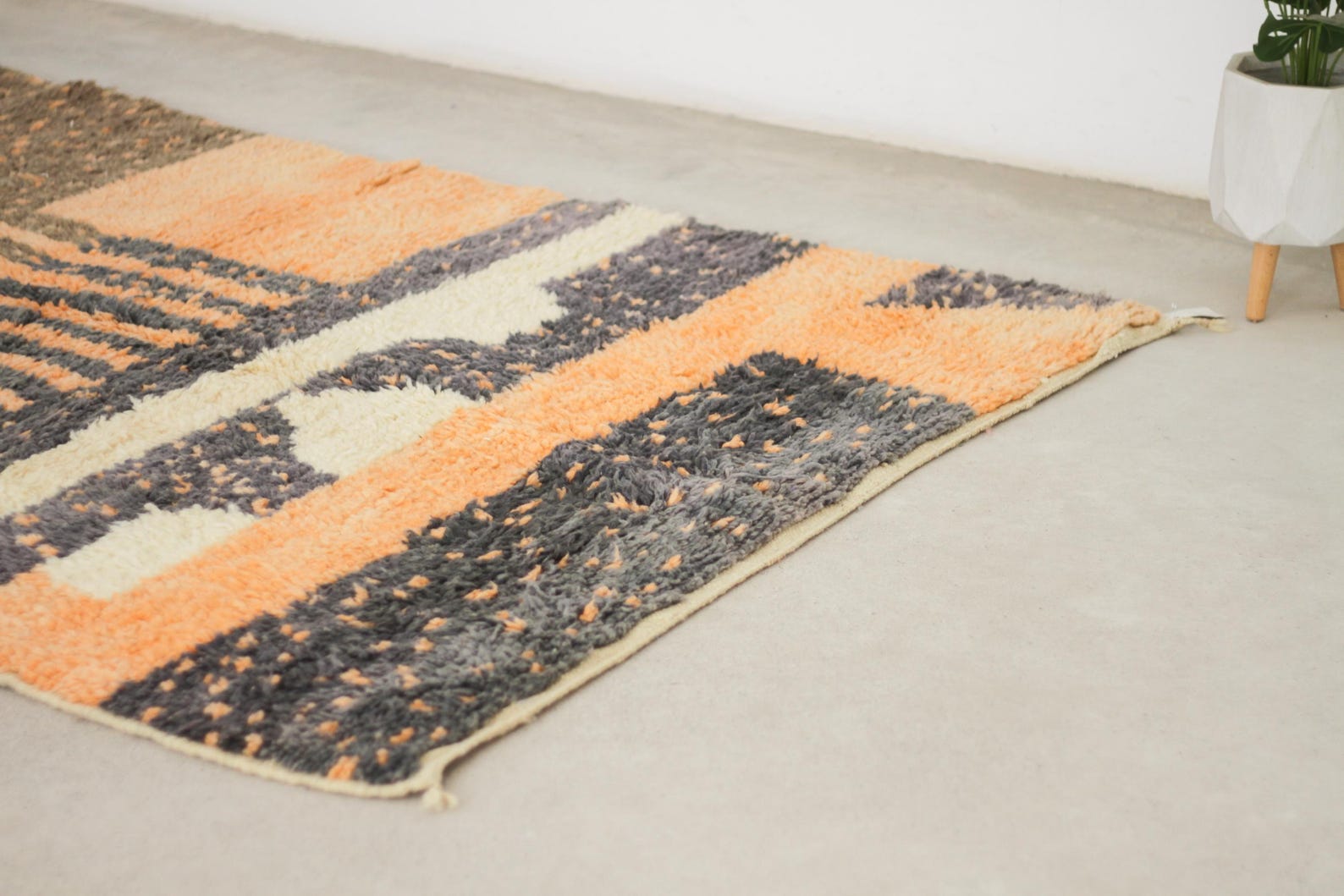 Orange 8x5 Berber Rug – boujad rug, moroccan shag rug, Handmade Wool Rug