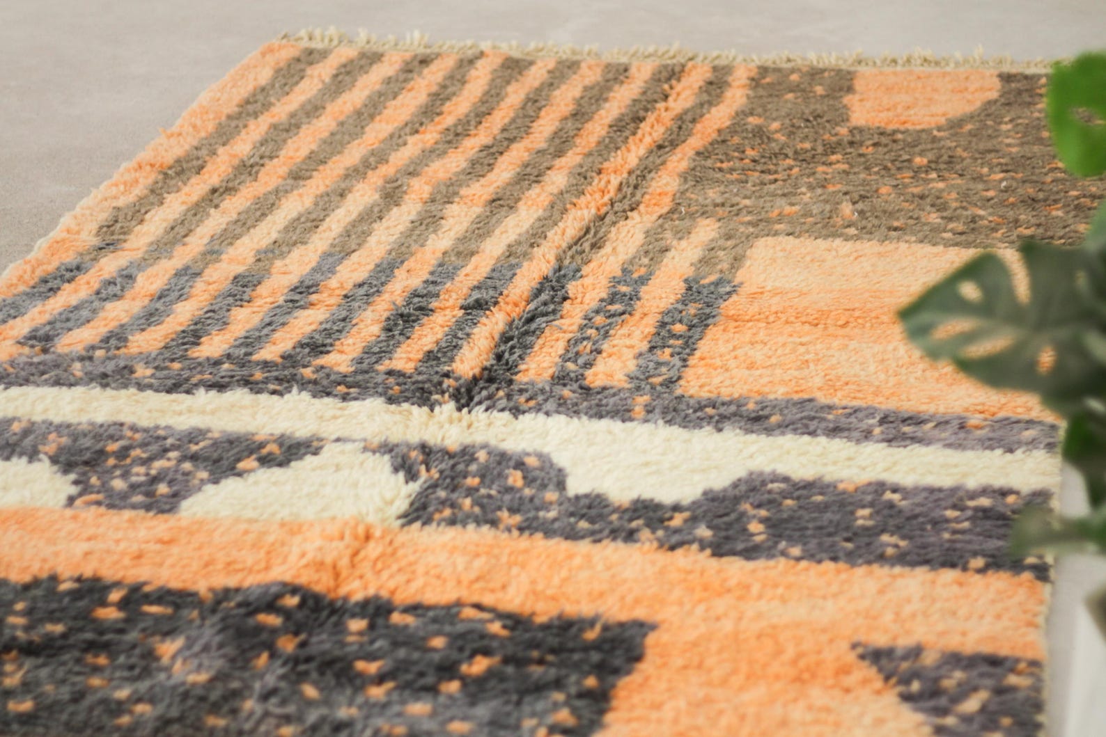 Orange 8x5 Berber Rug – boujad rug, moroccan shag rug, Handmade Wool Rug