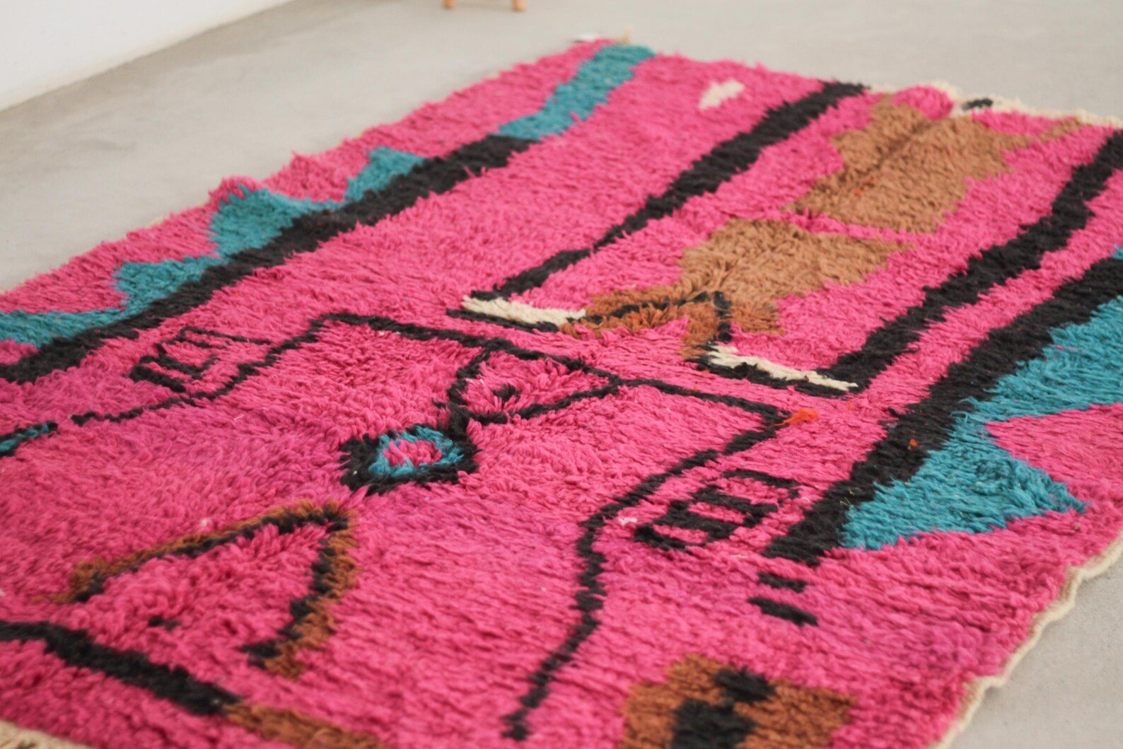 Pink 8x5 Berber Rug – boho style rug, colorful rug, Handmade Wool Rug