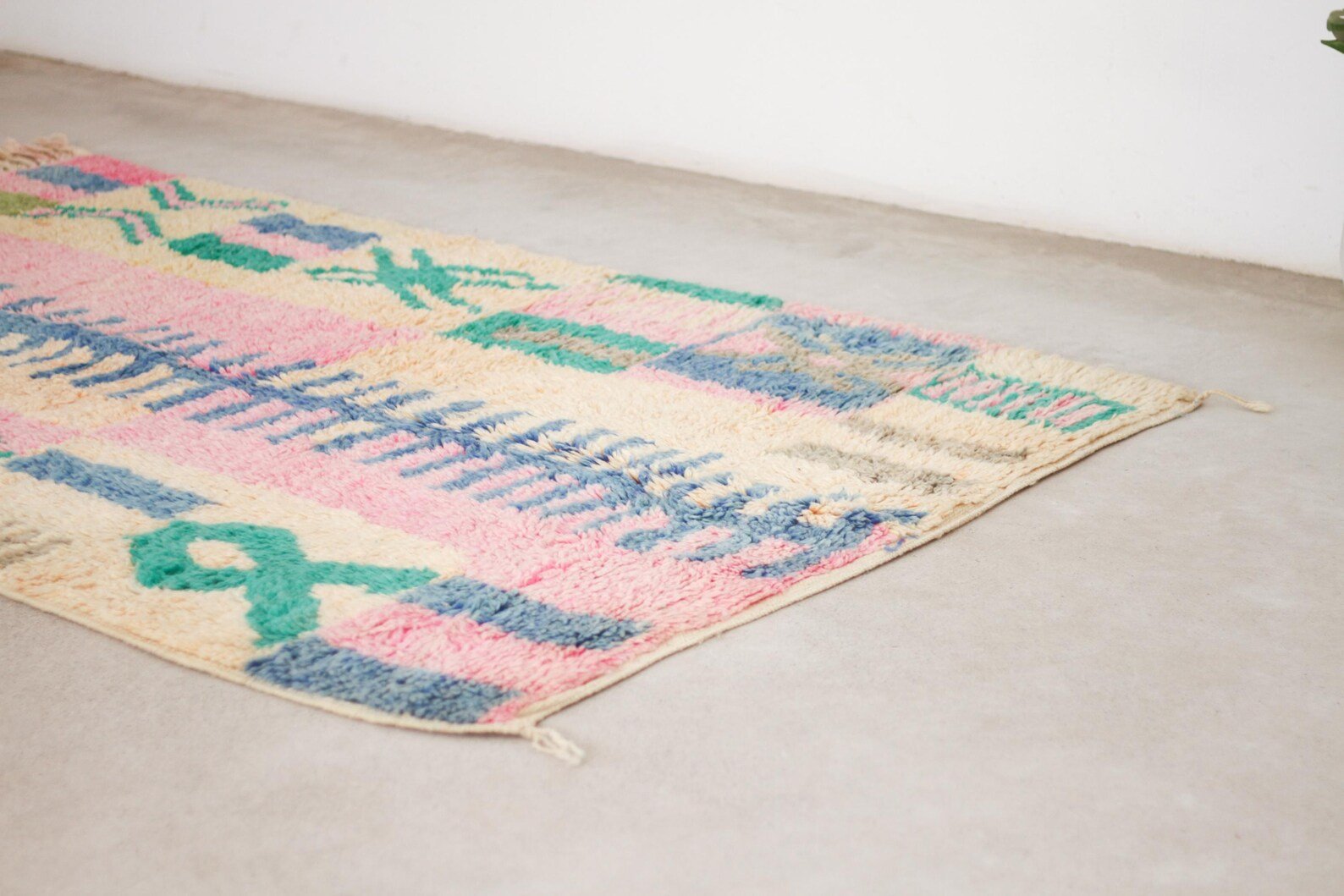 Pink 8x5 Moroccan Colorful Rug – moroccan boujad rug, moroccan area rug, Handmade Wool Rug