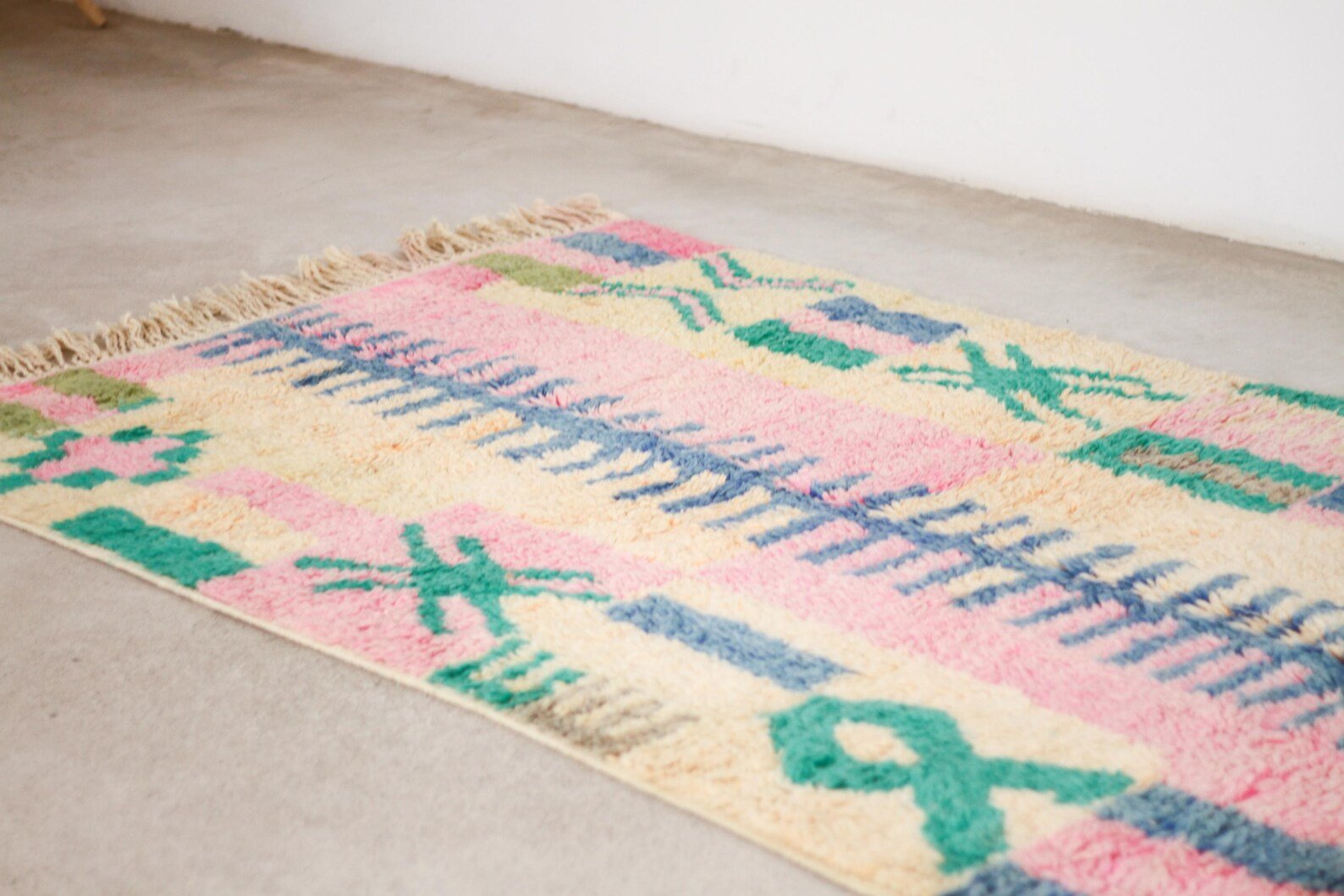 Pink 8x5 Moroccan Colorful Rug – moroccan boujad rug, moroccan area rug, Handmade Wool Rug