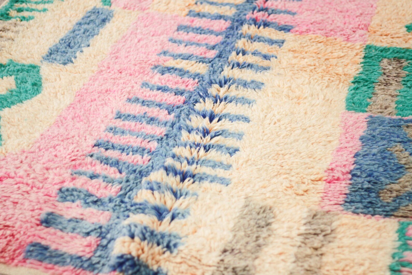 Pink 8x5 Moroccan Colorful Rug – moroccan boujad rug, moroccan area rug, Handmade Wool Rug