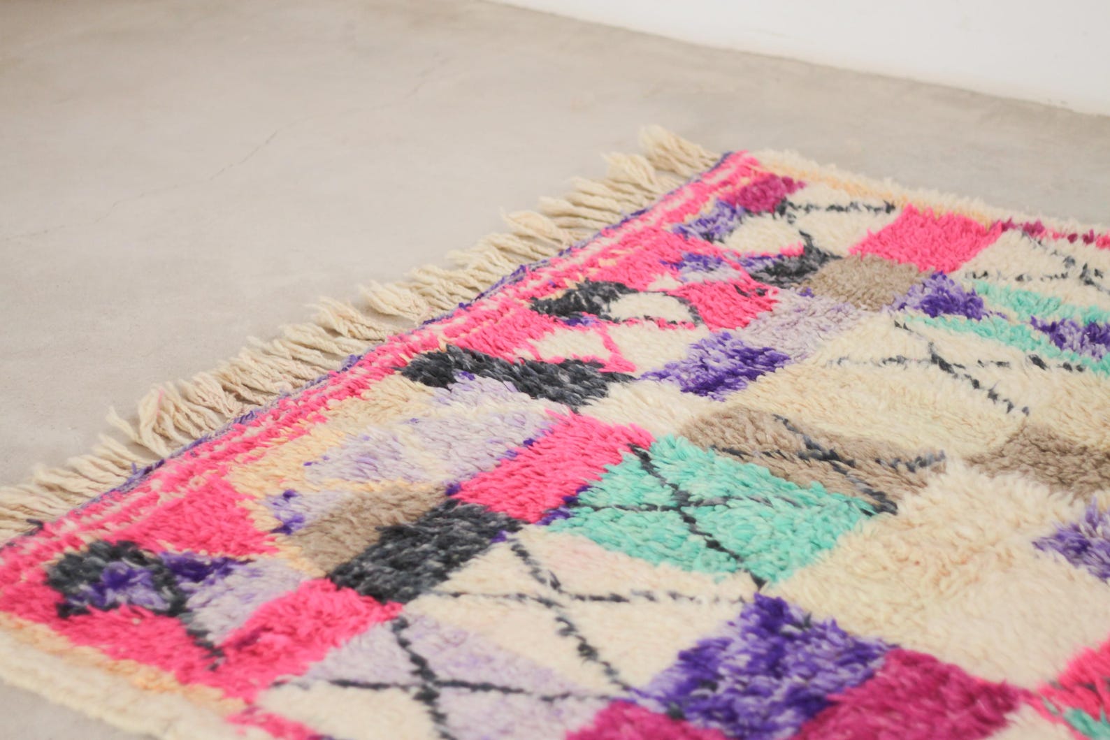 Pink 8x5 Moroccan Colorful Rug – area rug boho, moroccan area rug, Handmade Wool Rug
