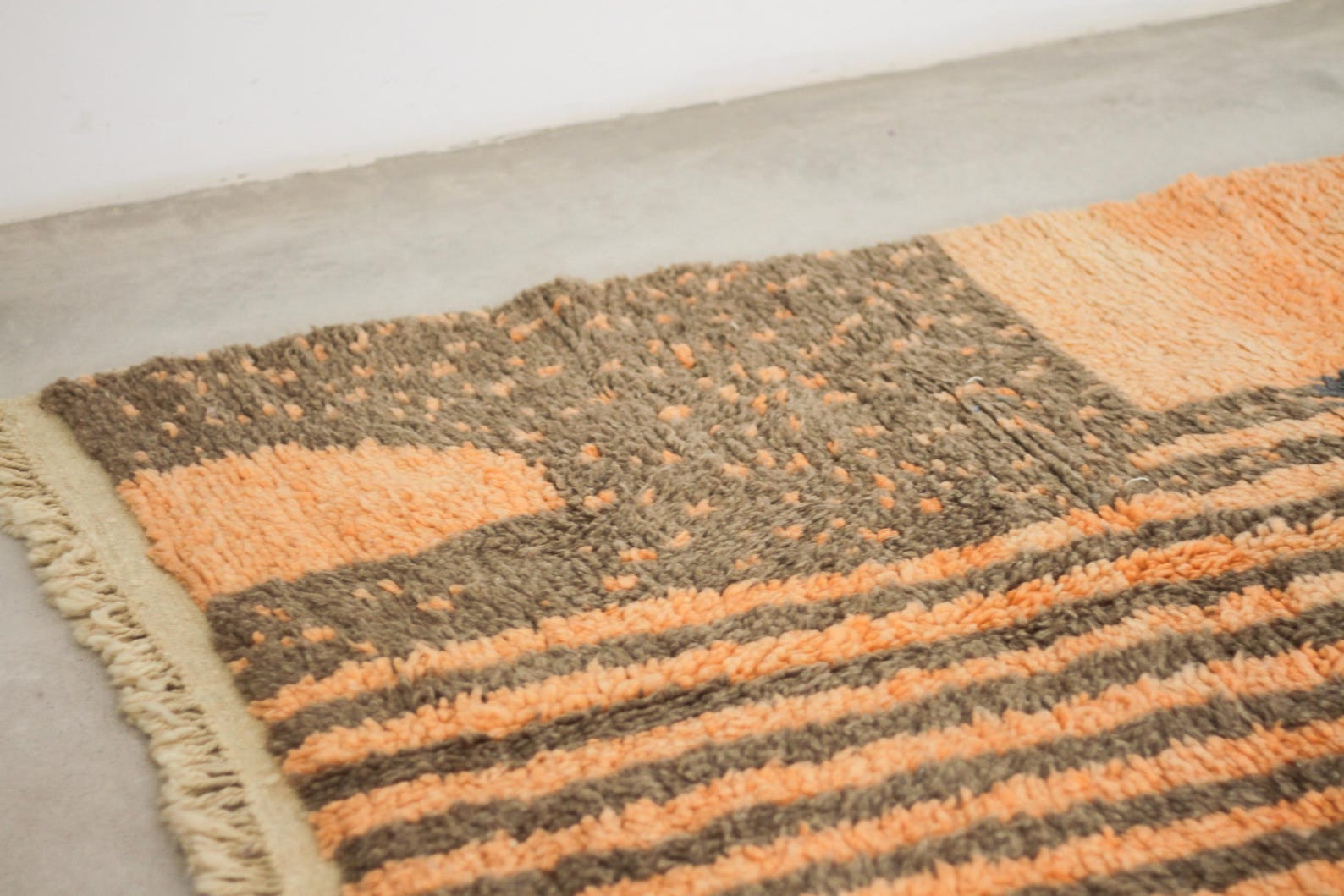 Orange 8x5 Berber Rug – boujad rug, moroccan shag rug, Handmade Wool Rug