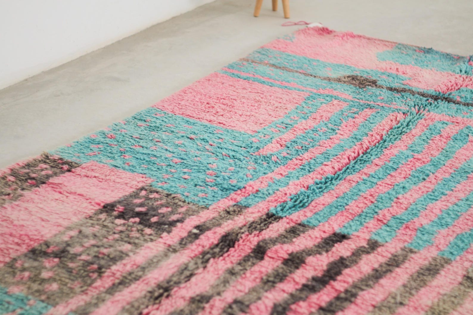 Pink 8x5 Boujad Rug – colorful rug, colorful area rugs, Handmade Wool Rug