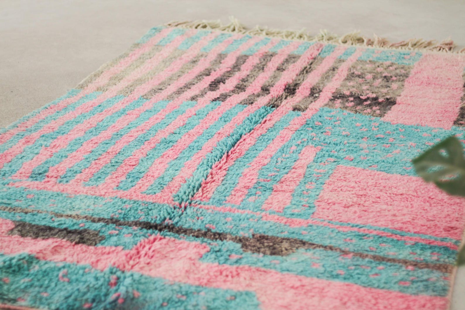 Pink 8x5 Boujad Rug – colorful rug, colorful area rugs, Handmade Wool Rug