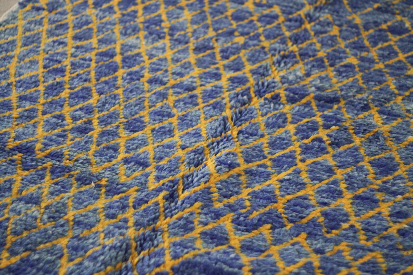 Blue 8x5 Berber Rug – boujaad rug, berber wool rug, Handmade Wool Rug