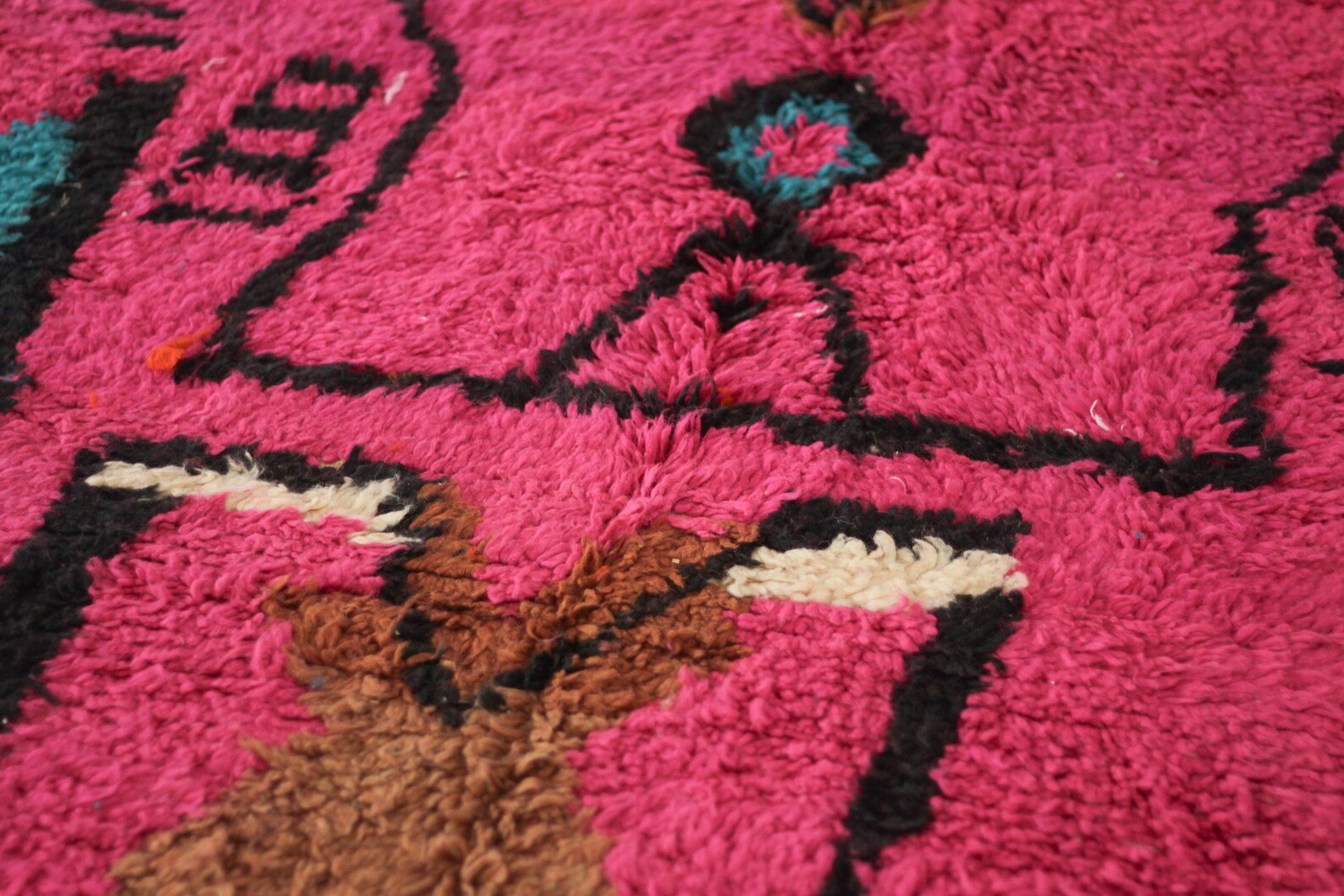 Pink 8x5 Berber Rug – boho style rug, colorful rug, Handmade Wool Rug