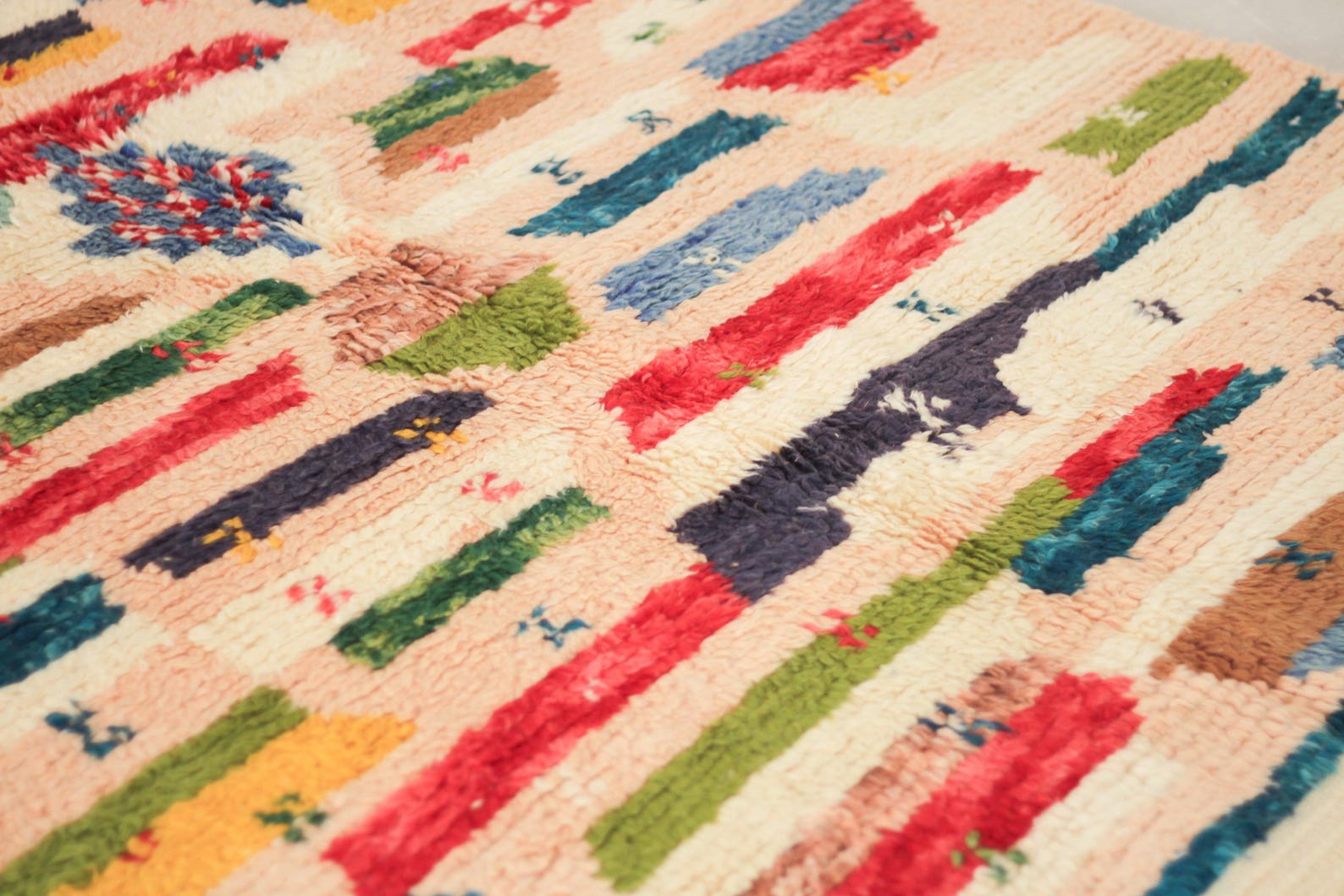 Multicolored 8x5 Boujad Rug – berber area rug, area rug boho, Handmade Wool Rug