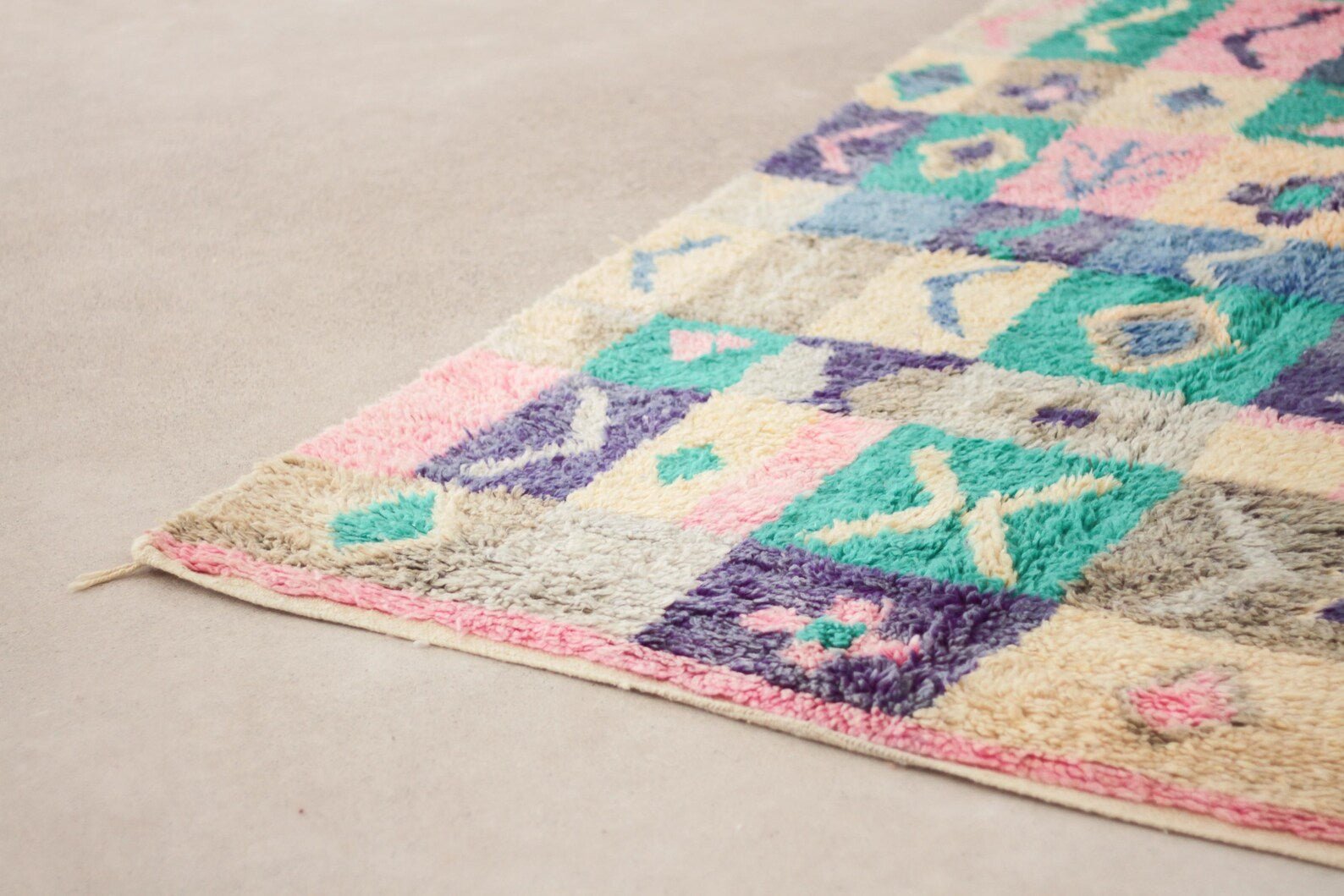 Multicolored 8x5 Boujad Rug – pink moroccan rug, berber area rugs, Handmade Wool Rug