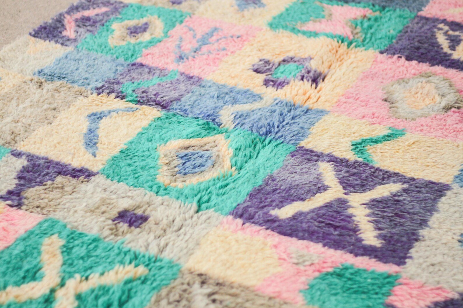 Multicolored 8x5 Boujad Rug – pink moroccan rug, berber area rugs, Handmade Wool Rug
