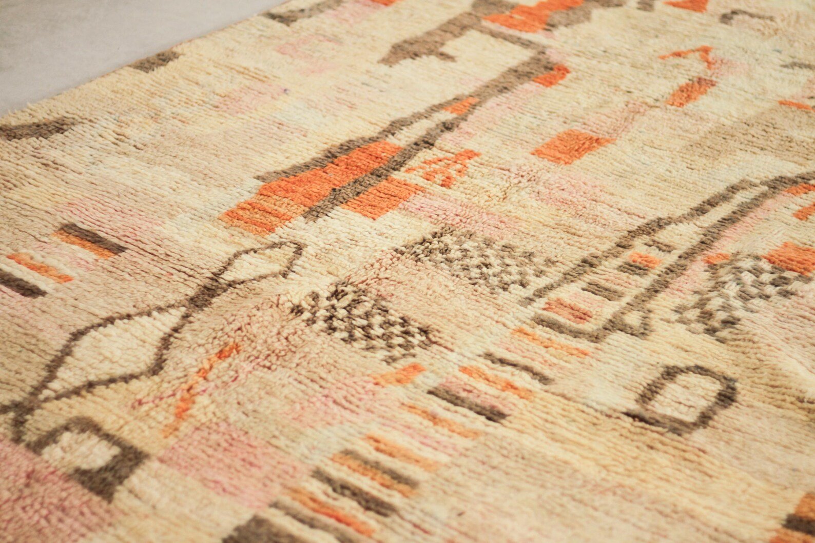 Beige 8x5 Boujad Rug – moroccan boujad rug, colorful area rug, Handmade Wool Rug