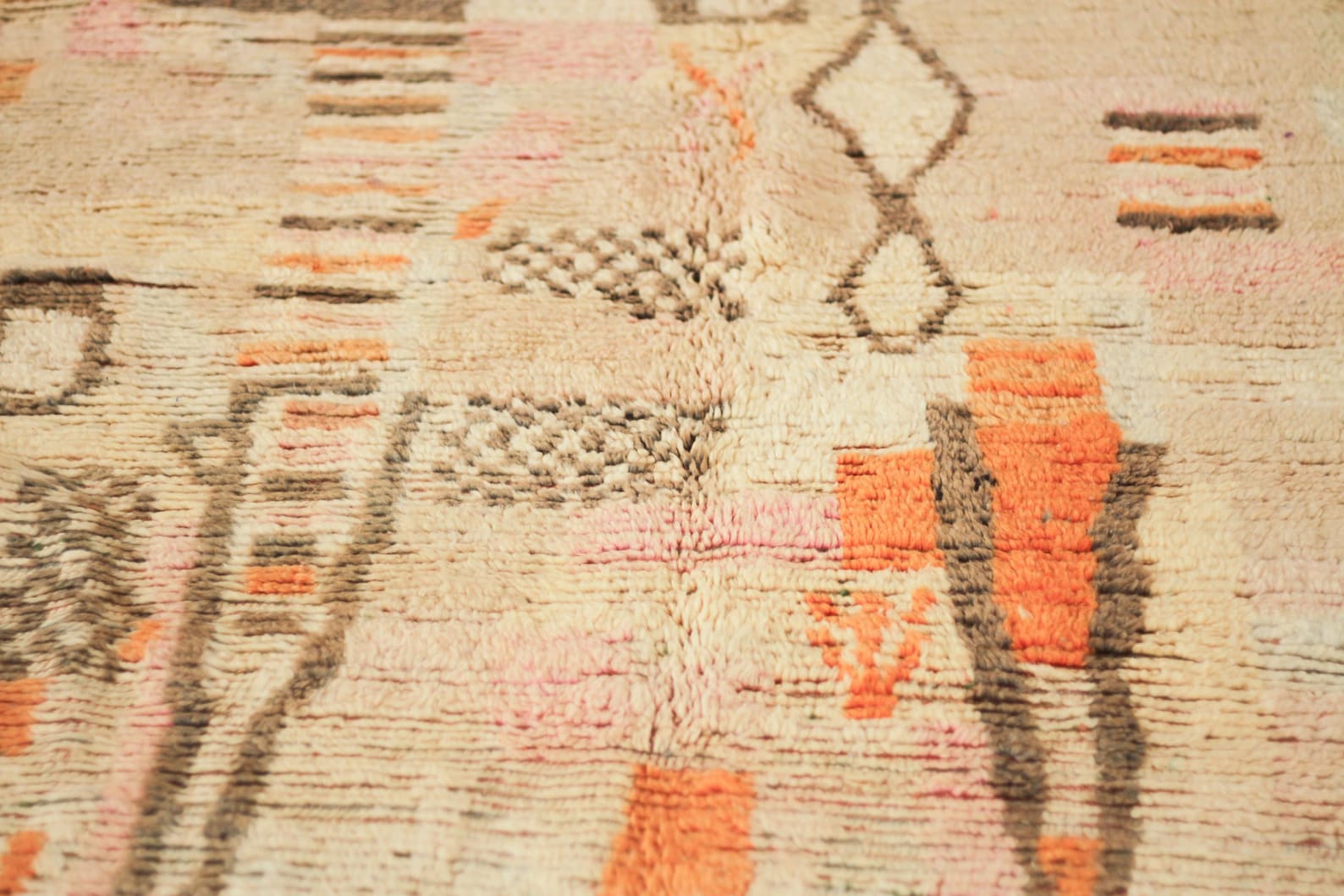 Beige 8x5 Boujad Rug – moroccan boujad rug, colorful area rug, Handmade Wool Rug