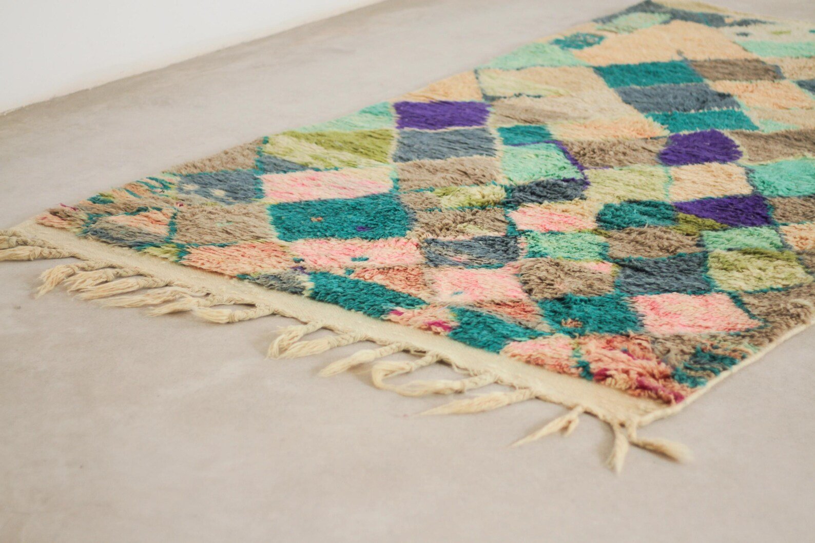 Green 8x5 Berber Rug – moroccan tribal rug, colorful rug, Handmade Wool Rug