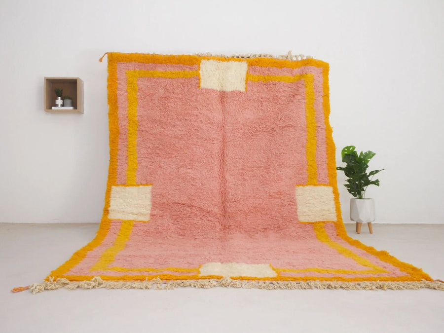 Moroccan rug Pink - Beni Ourain Rug – boho style rugs, custom made area rugs, Handmade Wool Rug