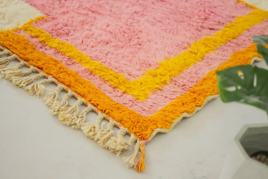 Moroccan rug Pink - Beni Ourain Rug – boho style rugs, custom made area rugs, Handmade Wool Rug