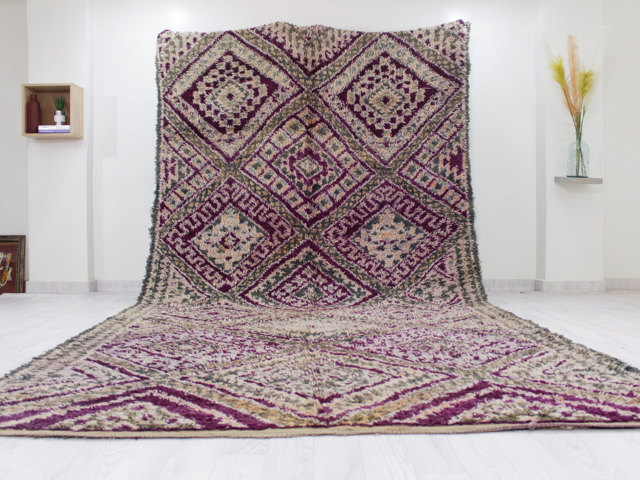 Vintage Moroccan Rug – Handmade Wool Berber rug, 12x6 ft – Purple beni mguild rug