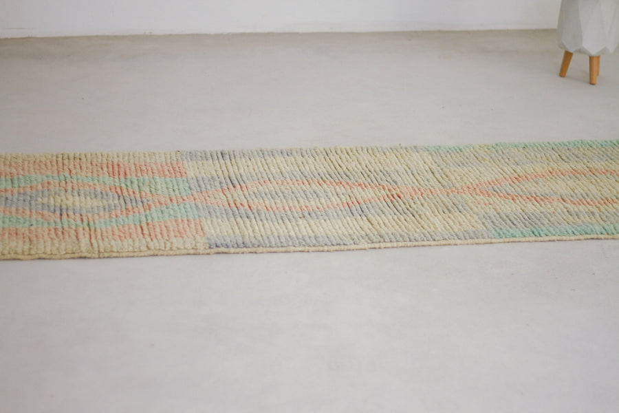 Cream and Pink Boujaad-Style Moroccan Runner, 2'6" x 9'4" – No. R21