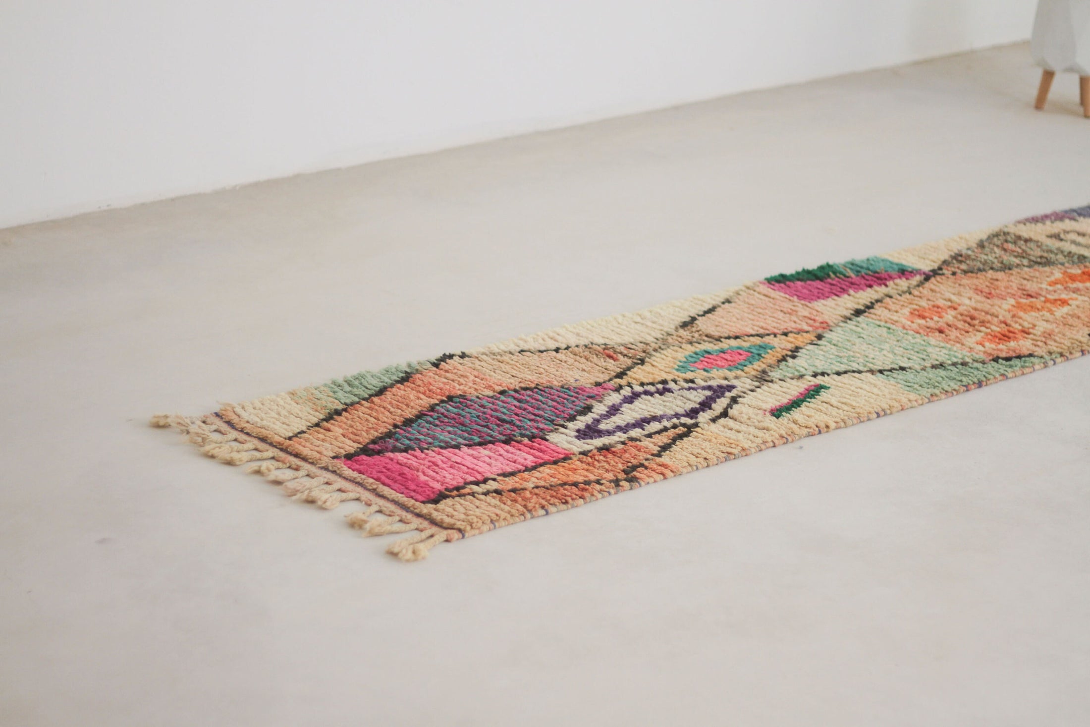 Multicolored 10x2 Berber Runner Rug – wool runner rugs, Handmade Wool Rug