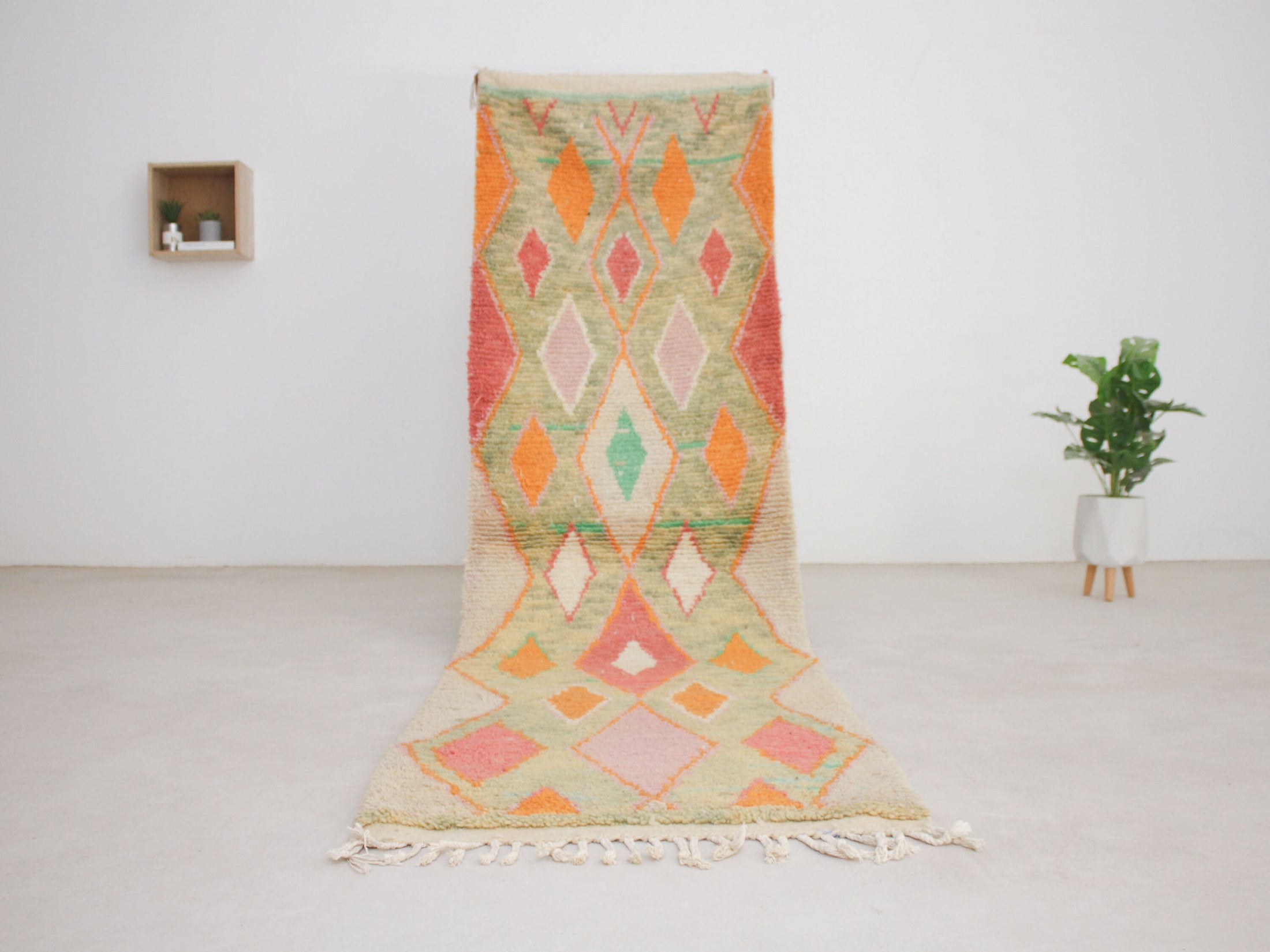 Green 9.5x2 Moroccan Runner Rug – moroccan runner rug, moroccan runner, Handmade Wool Rug