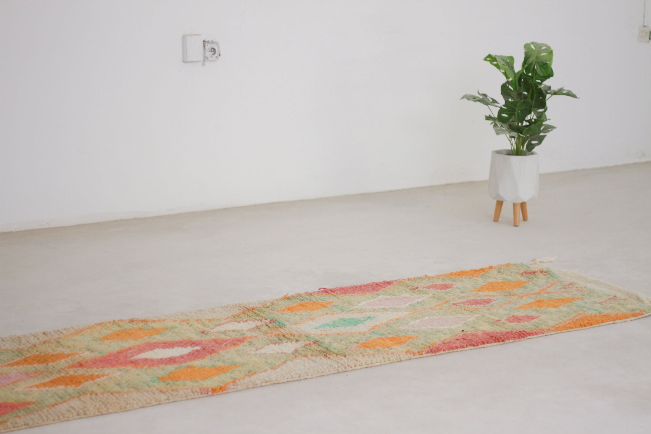 Green 9.5x2 Moroccan Runner Rug – moroccan runner rug, moroccan runner, Handmade Wool Rug