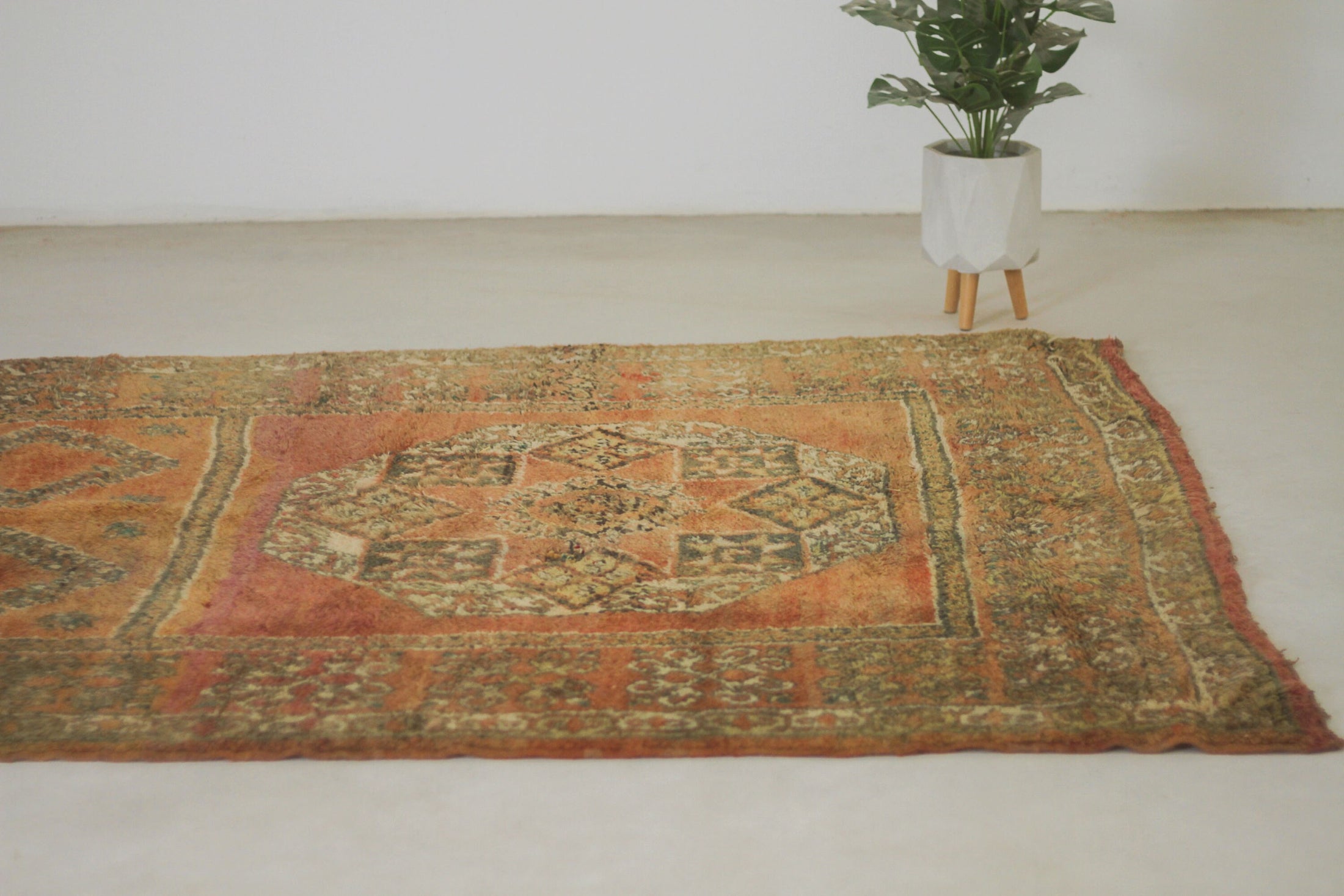 Vintage Moroccan Rug – Handmade Wool Berber rug, 6x12 ft – Large beni mguild rug