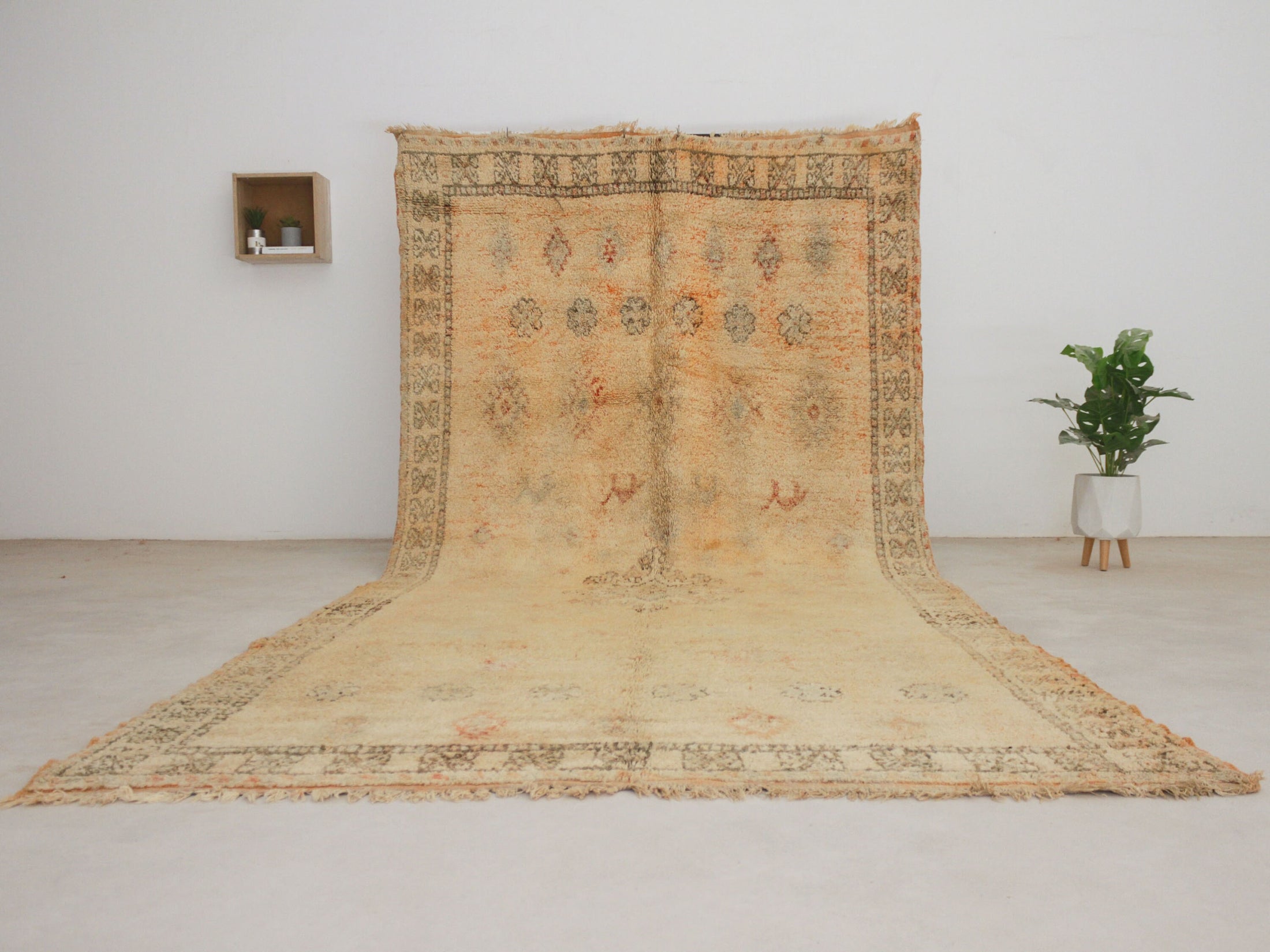 Large Vintage Moroccan Rug – Handmade Wool Berber rug, 6x12 ft – Yellow beni mguild rug