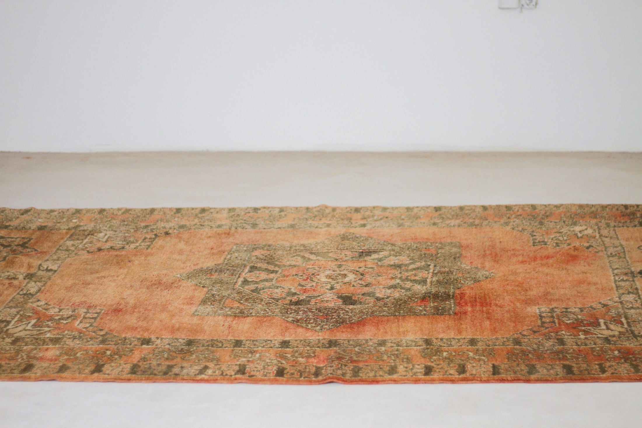 Vintage Moroccan Rug – Large Handmade Wool Berber rug, 7x13 ft – Peach beni mguild rug
