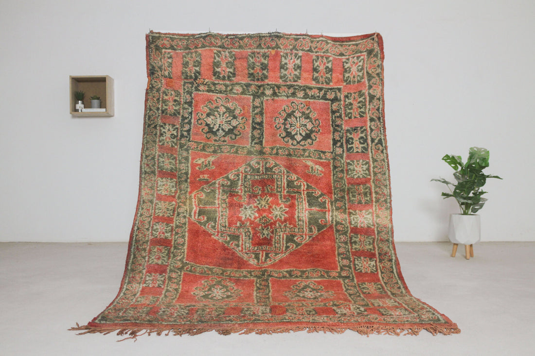 Vintage red Moroccan rug No. 74, 4'10" x 7'4", full view