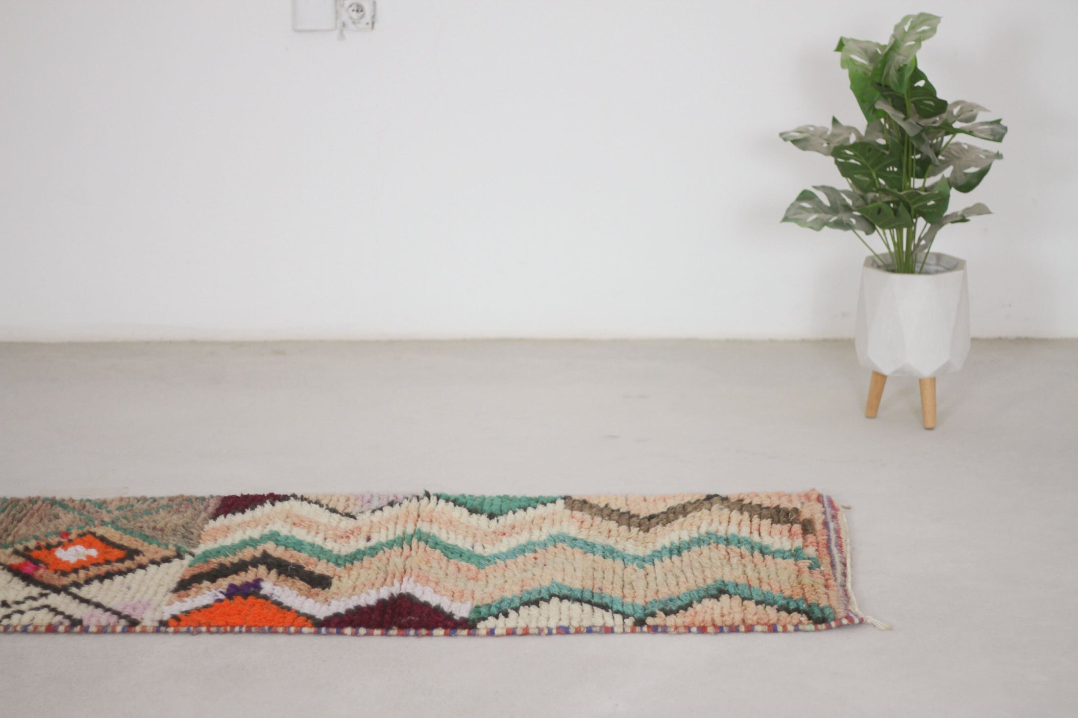 Multicolored 9.5x2 Berber Runner Rug – kitchen runner rugs, Handmade Wool Rug