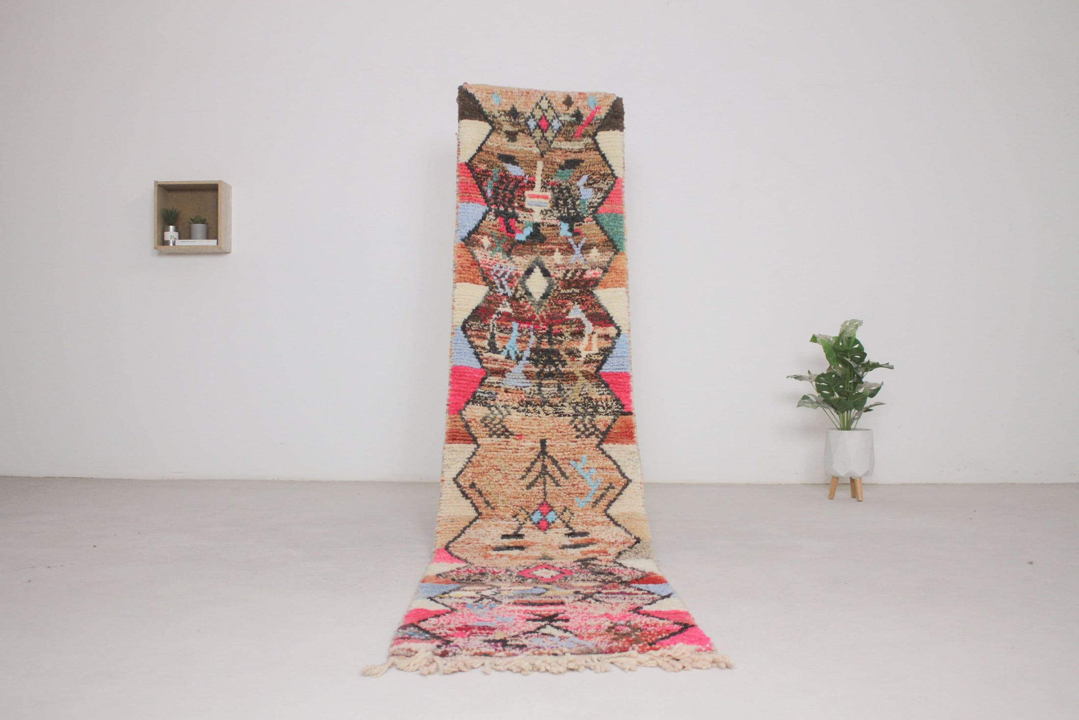 Multicolored 10x2 Moroccan Runner Rug – wool runner rug, Handmade Wool Rug
