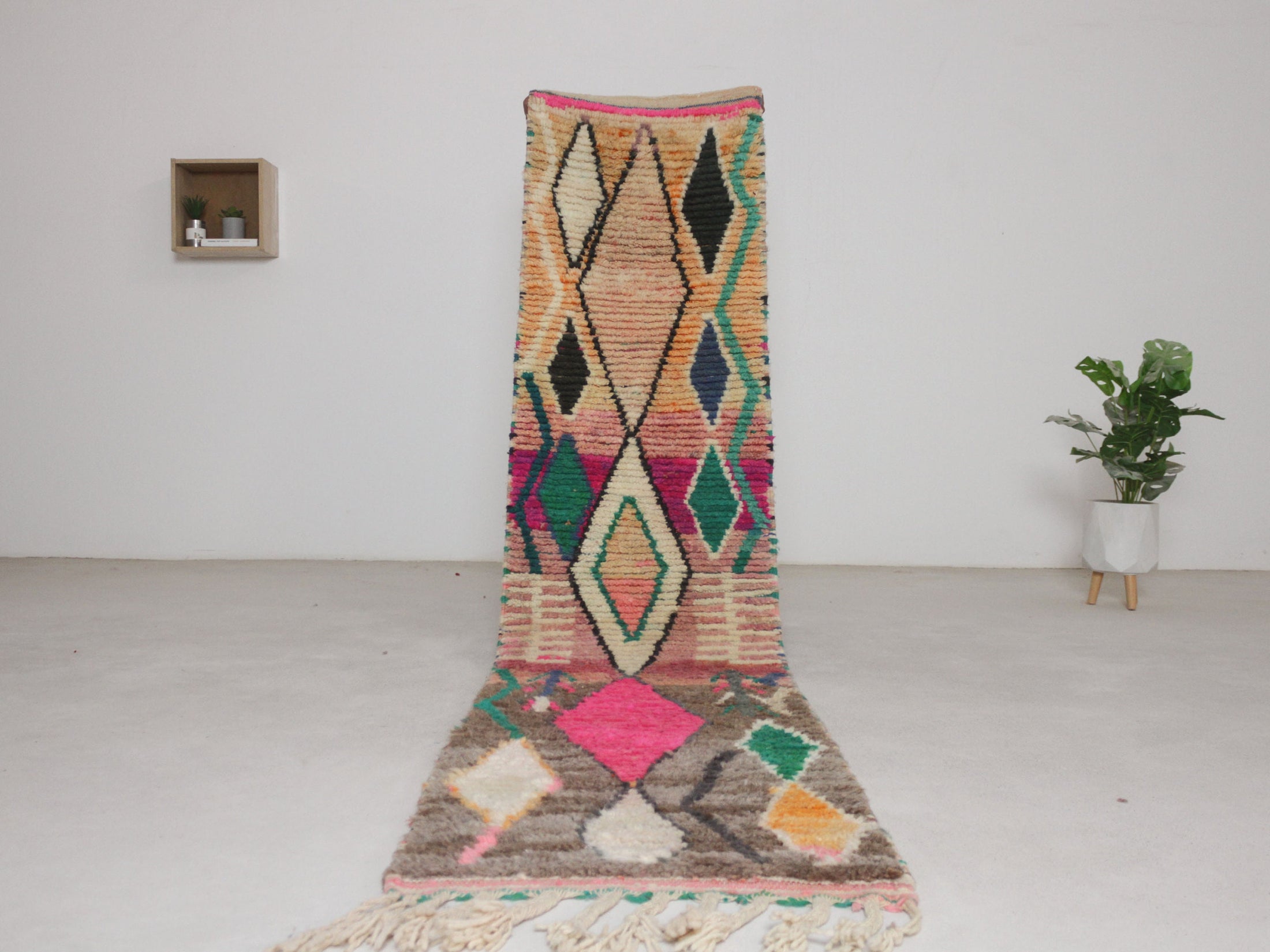 Multicolored 10x2 Moroccan Runner Rug – moroccan runner rug, runner rug, Handmade Wool Rug