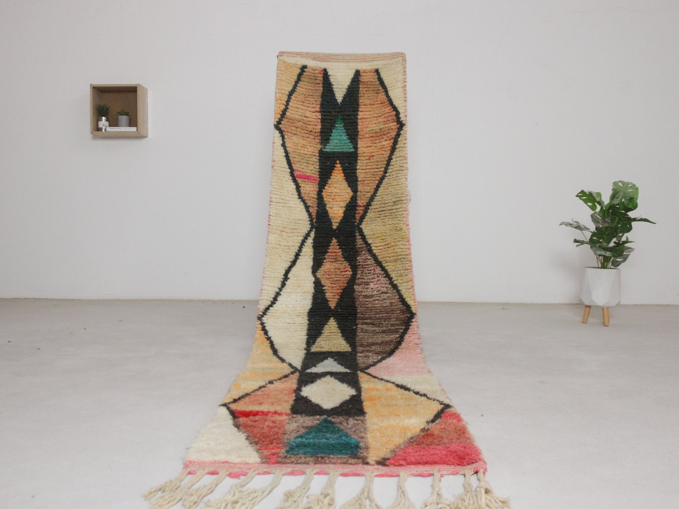 Multicolored 9.5x2 Berber Runner Rug – hallway runner rugs, runner rug, Handmade Wool Rug